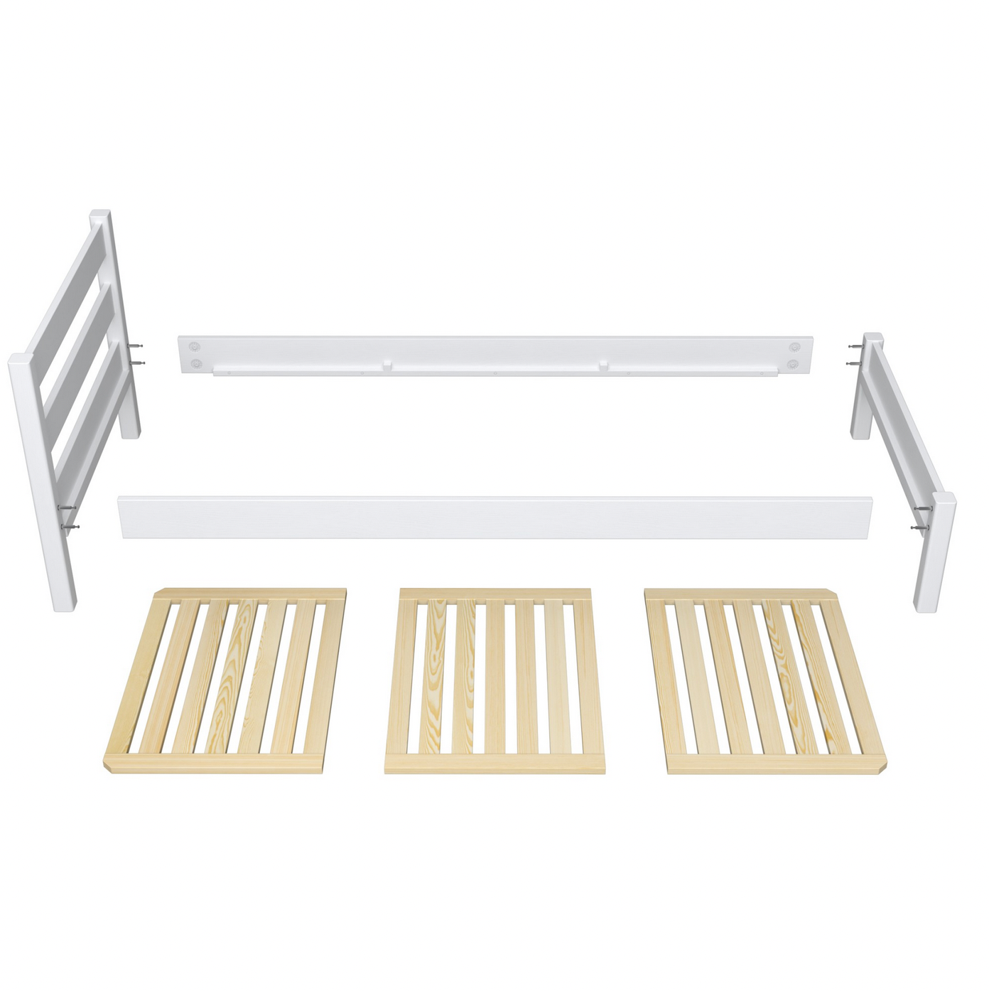 Kinderbett BASIC aus Holz 90x200 weiß / Eiche