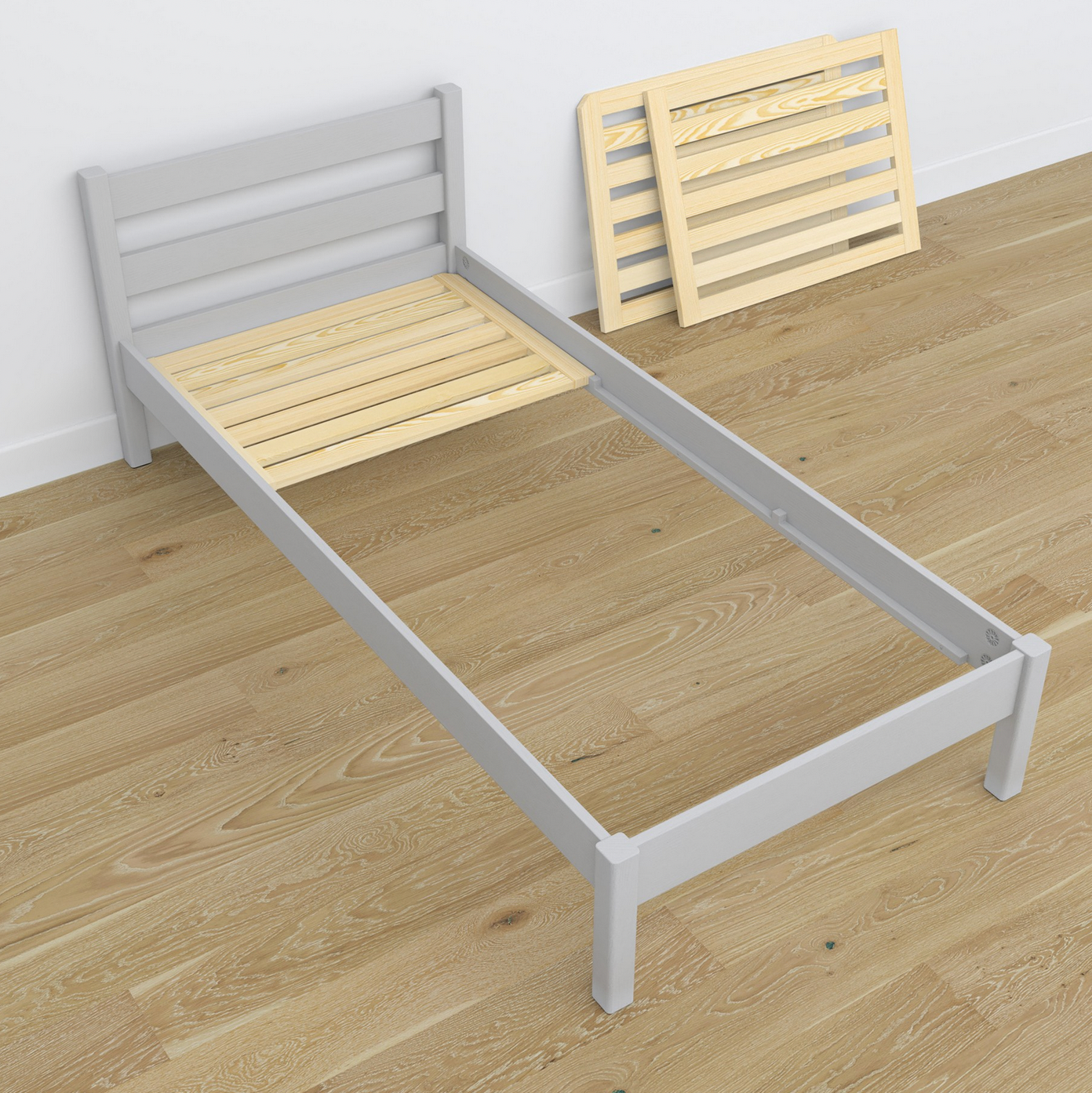 Kinderbett BASIC aus Holz 90x200 hellgrau