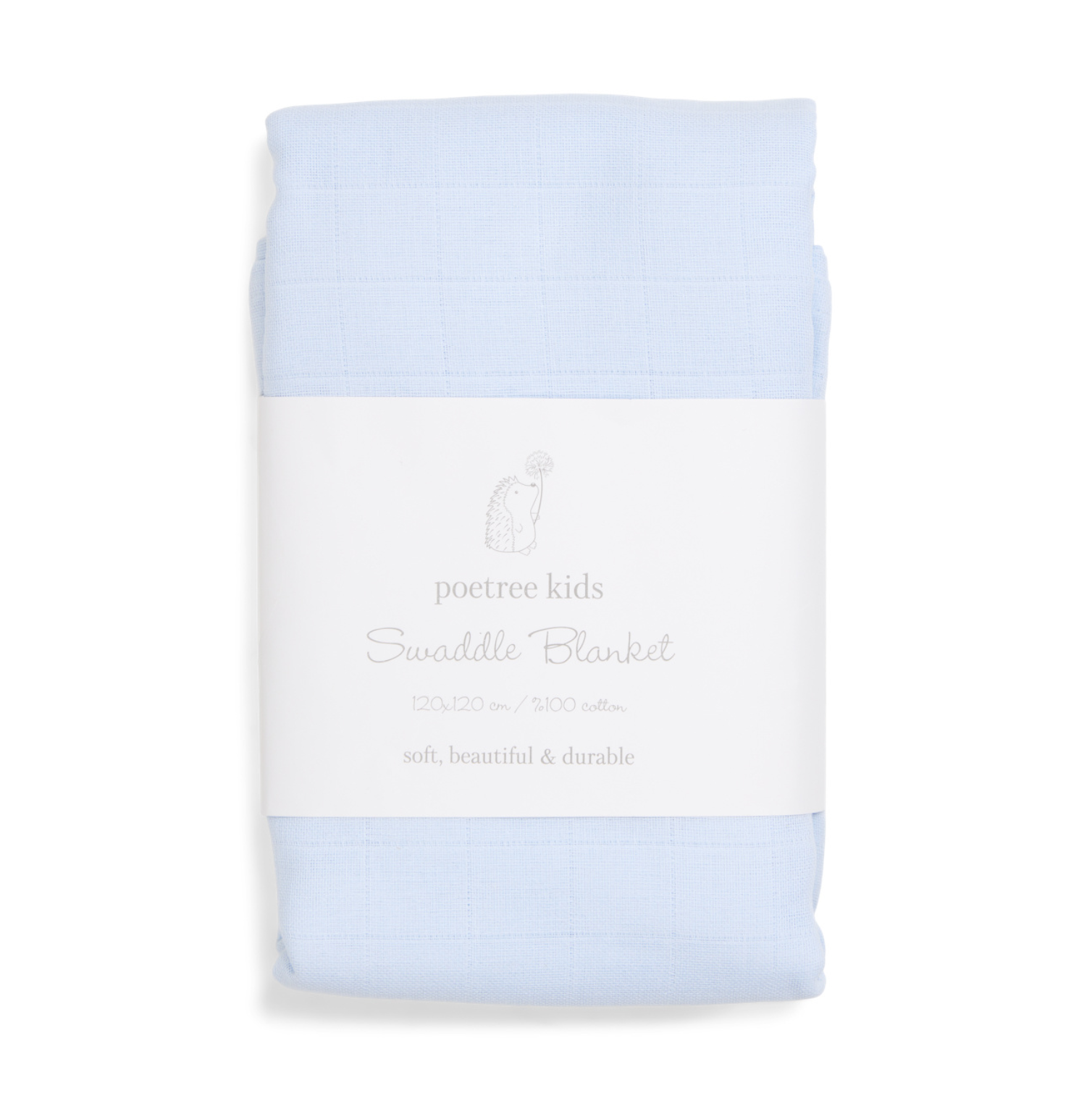 Baby Pucktuch Swaddle hellblau 120x120 cm von Poetree Kids