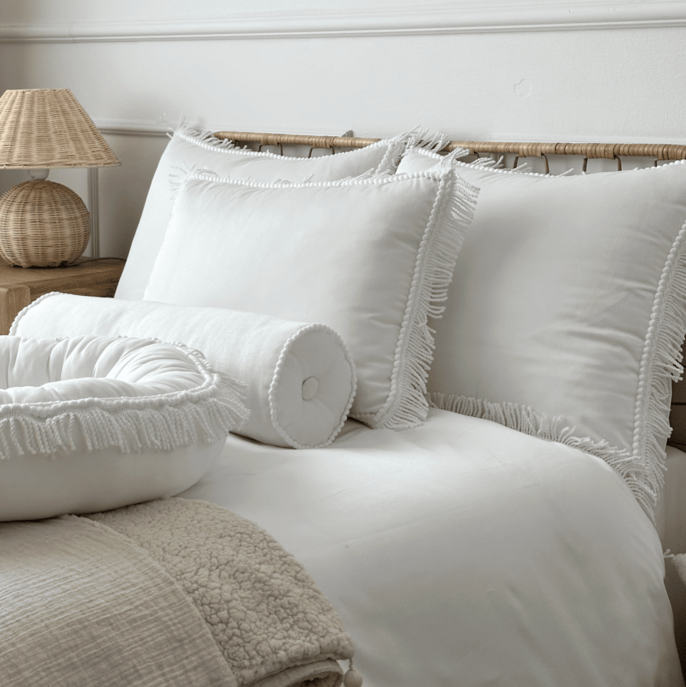 Bettwäsche Boho Twist weiß mit Fransen von Cotton & Sweets kaufen – harmony ambiente