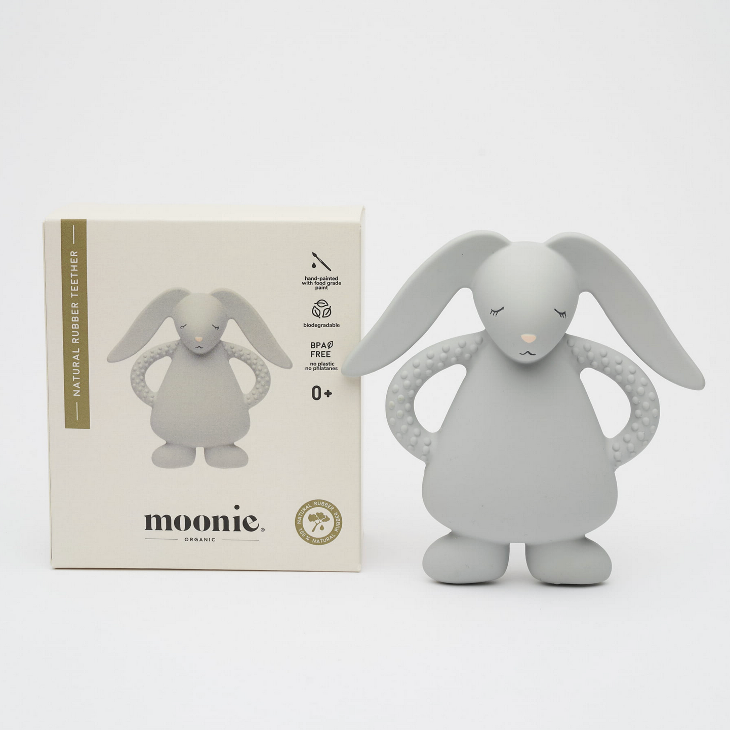 Moonie Beißring & Greifling Hase silver aus Naturkautschuk