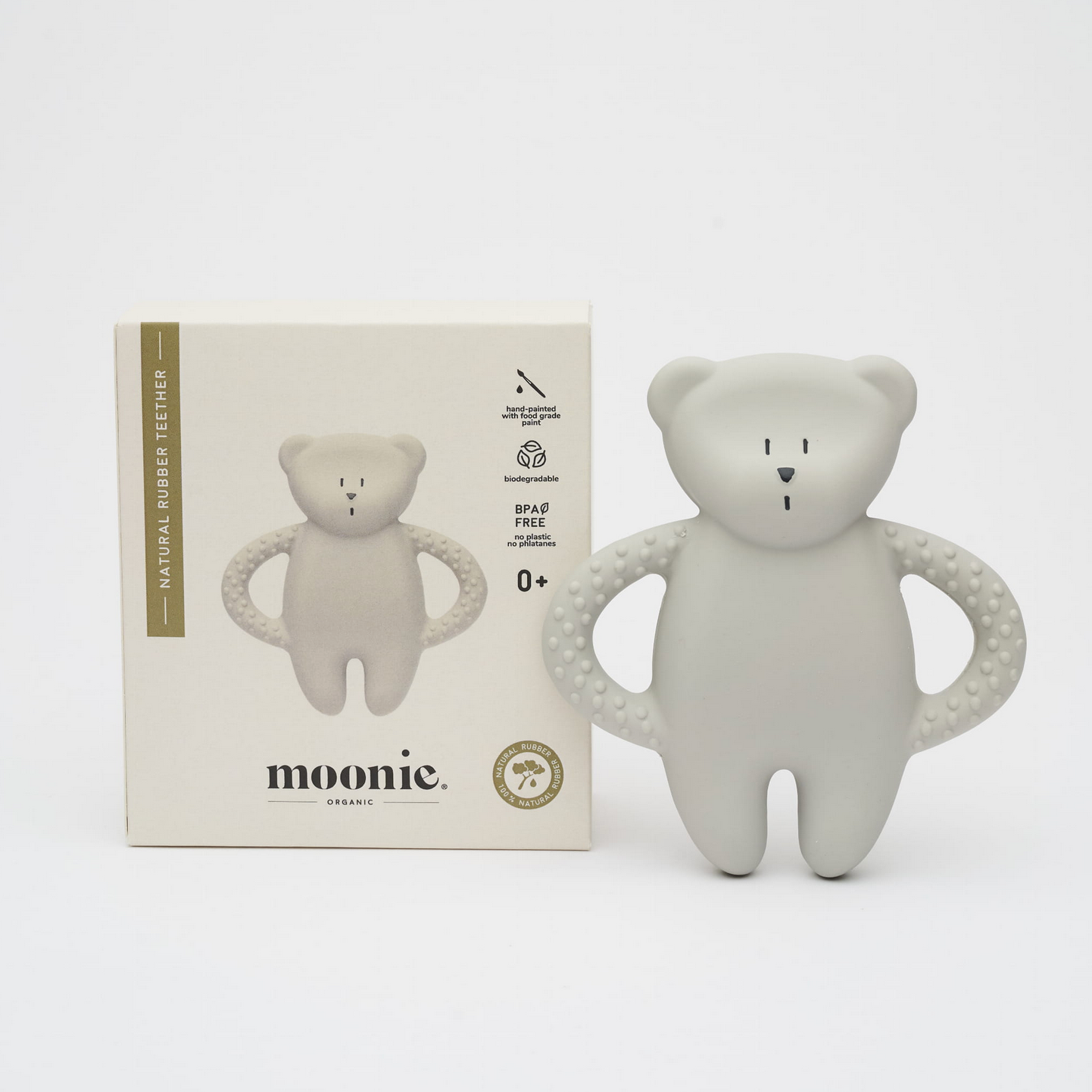 Moonie Beißring & Greifling Bär grey aus Naturkautschuk