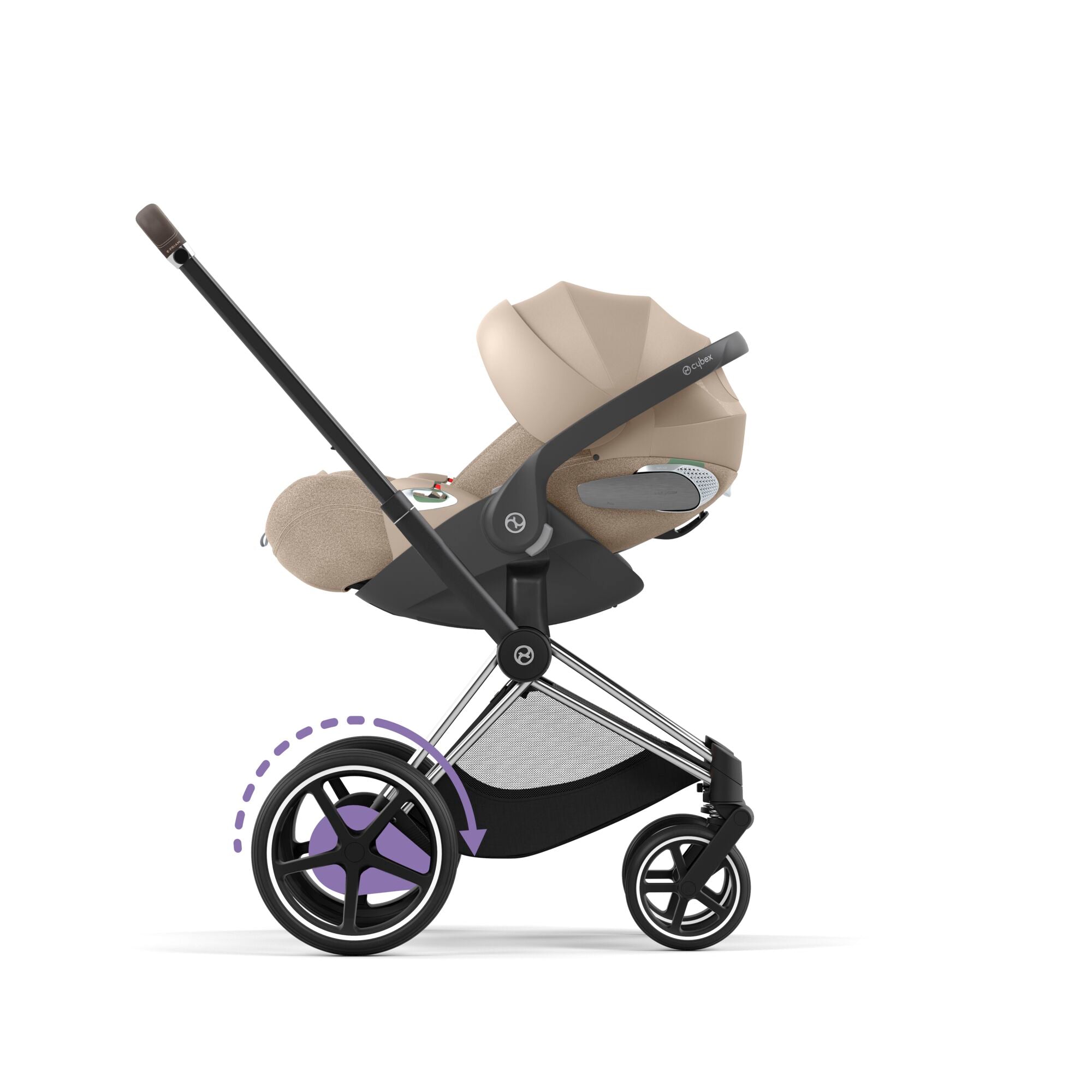 e-Kinderwagen CYBEX e-Priam www.harmony-ambiente.at | CYBEX e-Priam Chrome & Brown mit Babyschale i-Size Cozy Beige