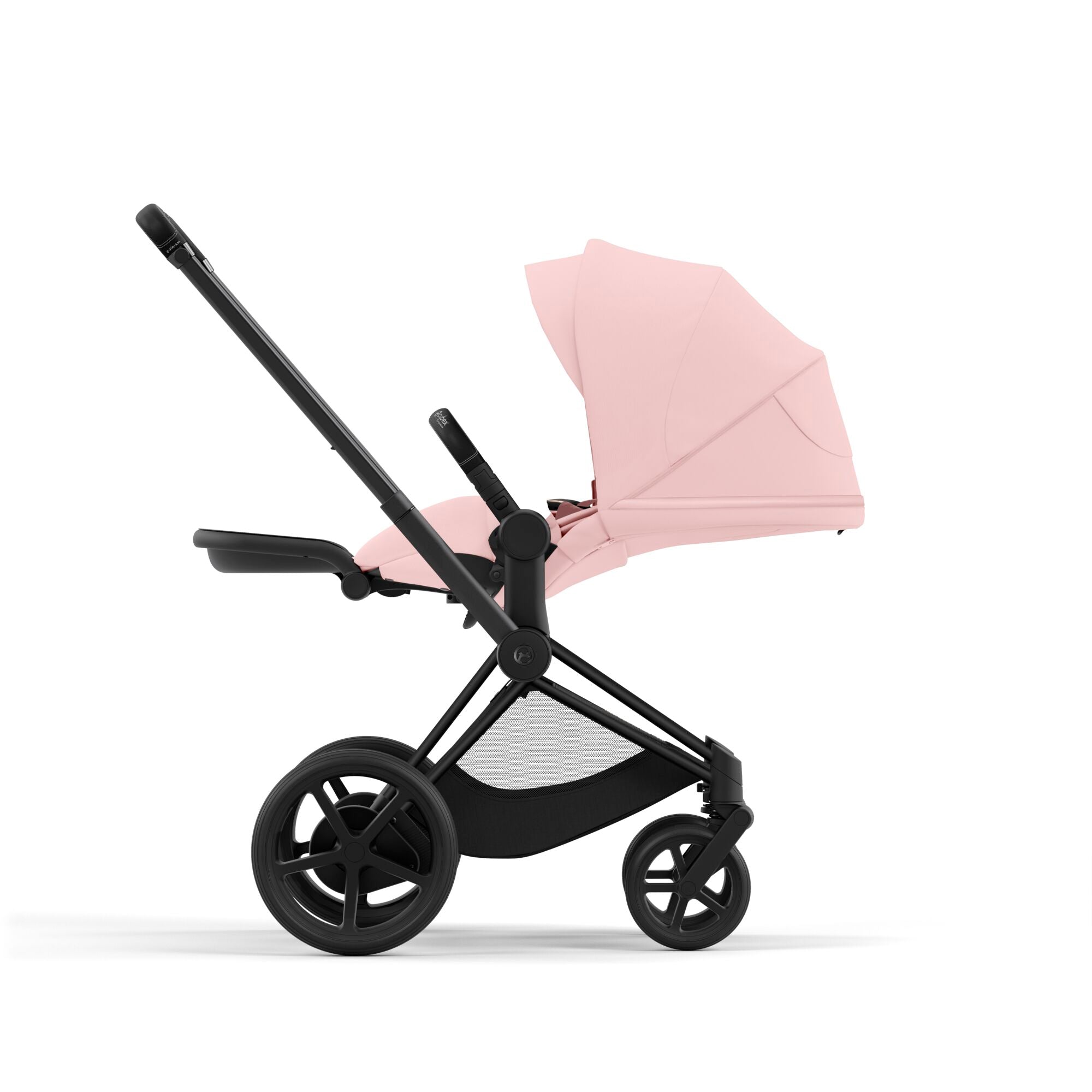 e-Kinderwagen CYBEX e-Priam www.harmony-ambiente.at | CYBEX e-Priam Matt Black mit Sitz Peach Pink