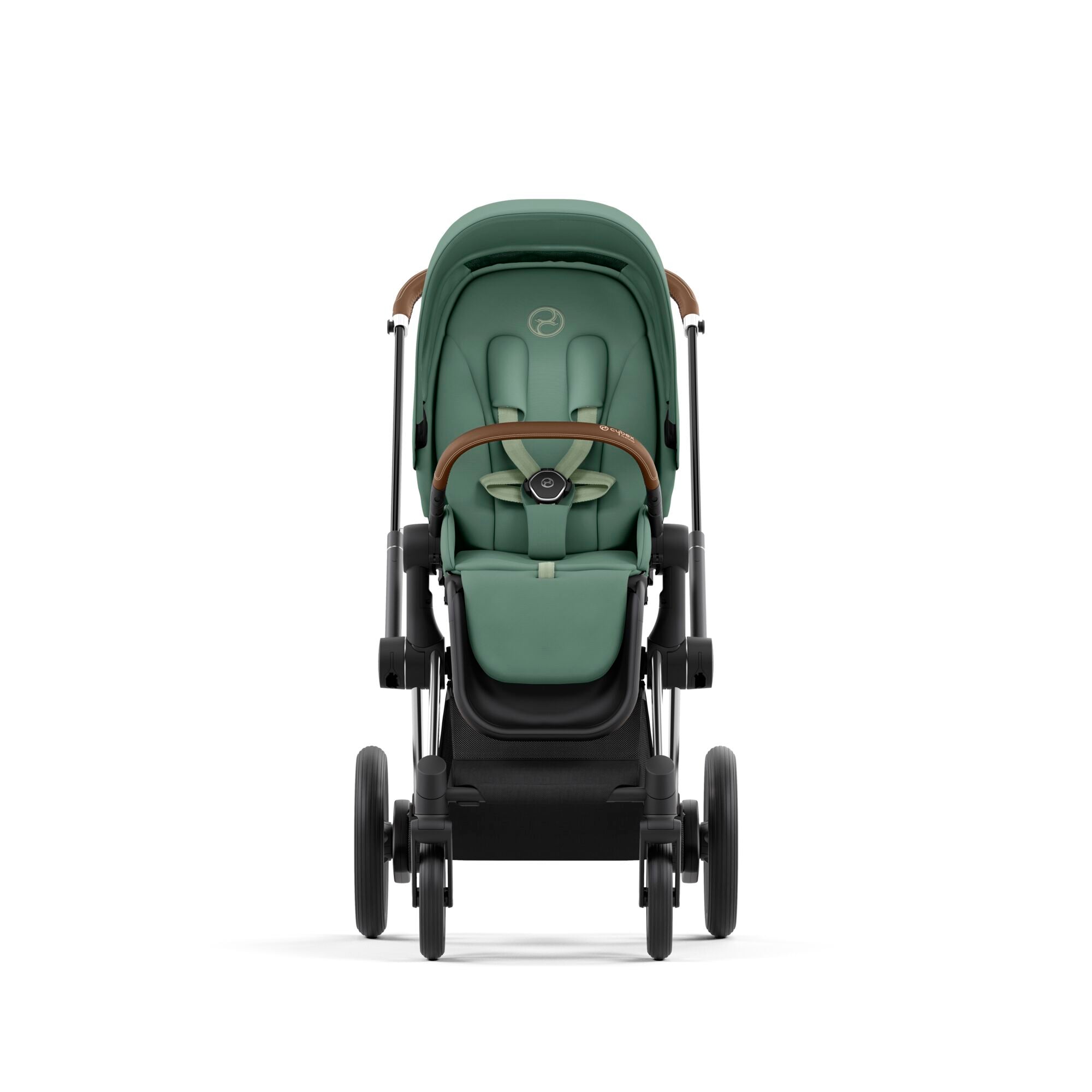 e-Kinderwagen CYBEX e-Priam www.harmony-ambiente.at | CYBEX e-Priam Chrome & Brown mit Sitz Leaf Green