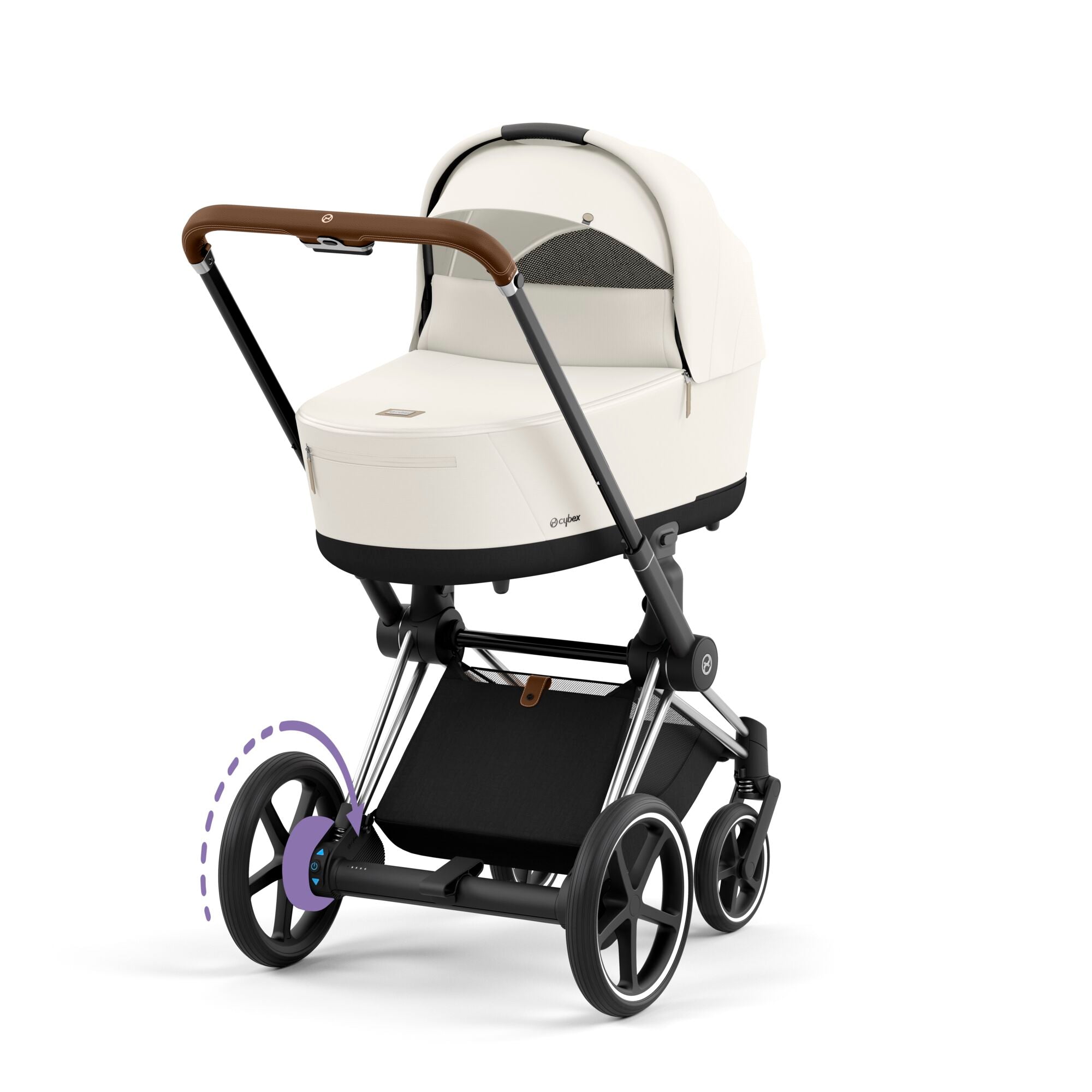 e-Kinderwagen CYBEX e-Priam www.harmony-ambiente.at | CYBEX e-Priam Chrome & Brown mit Babywanne Off White