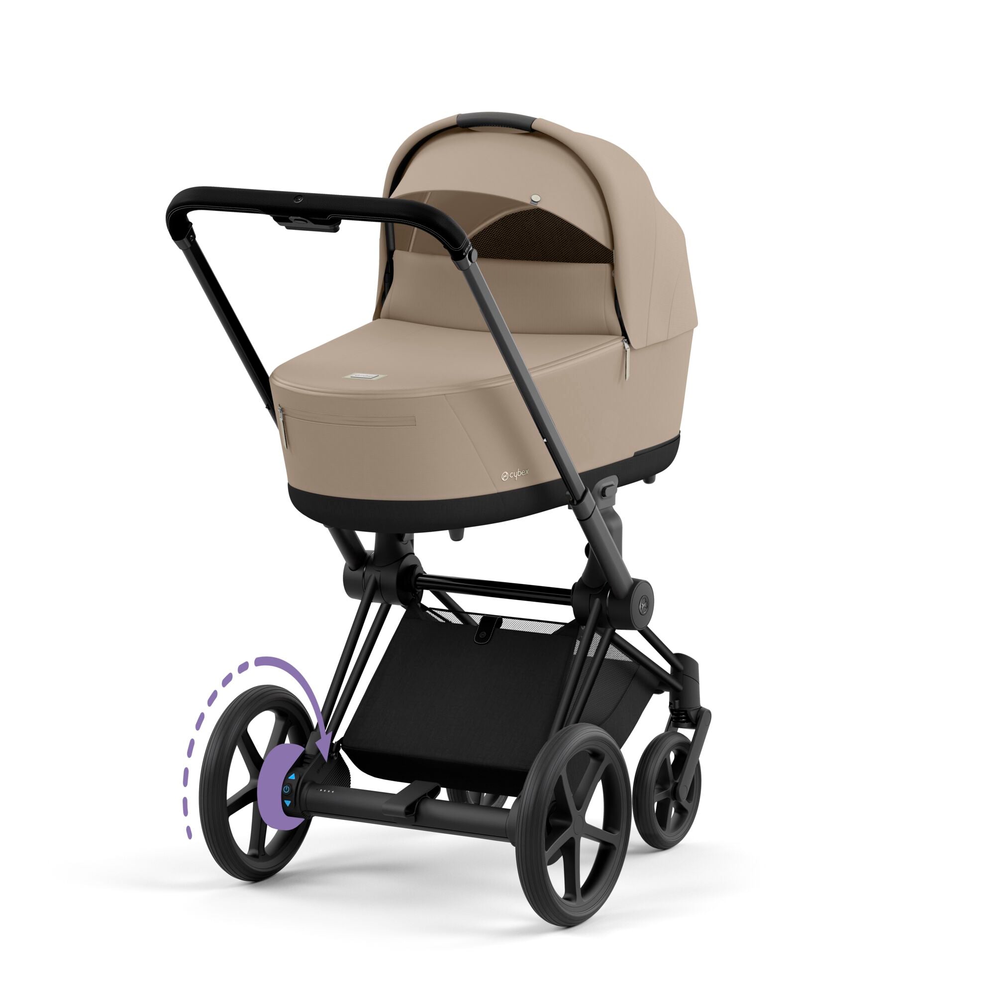 e-Kinderwagen CYBEX e-Priam www.harmony-ambiente.at | CYBEX e-Priam Matt Black mit Babywanne Cozy Beige