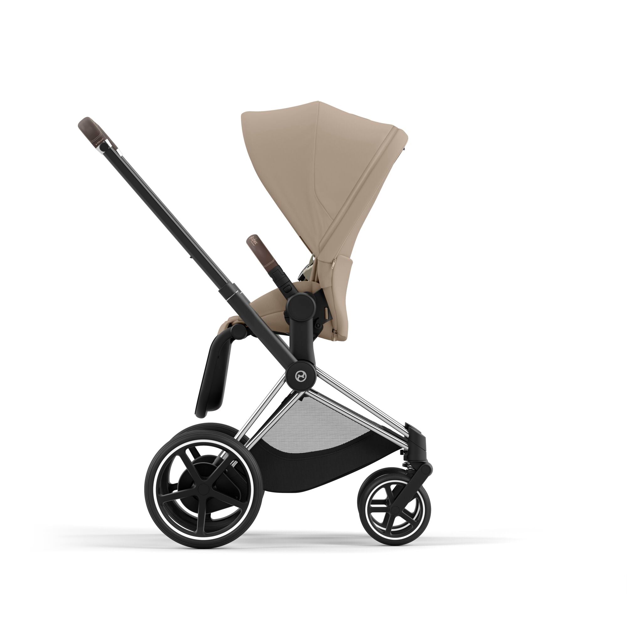 e-Kinderwagen CYBEX e-Priam www.harmony-ambiente.at | CYBEX e-Priam Chrome & Brown mit Sitz Cozy Beige