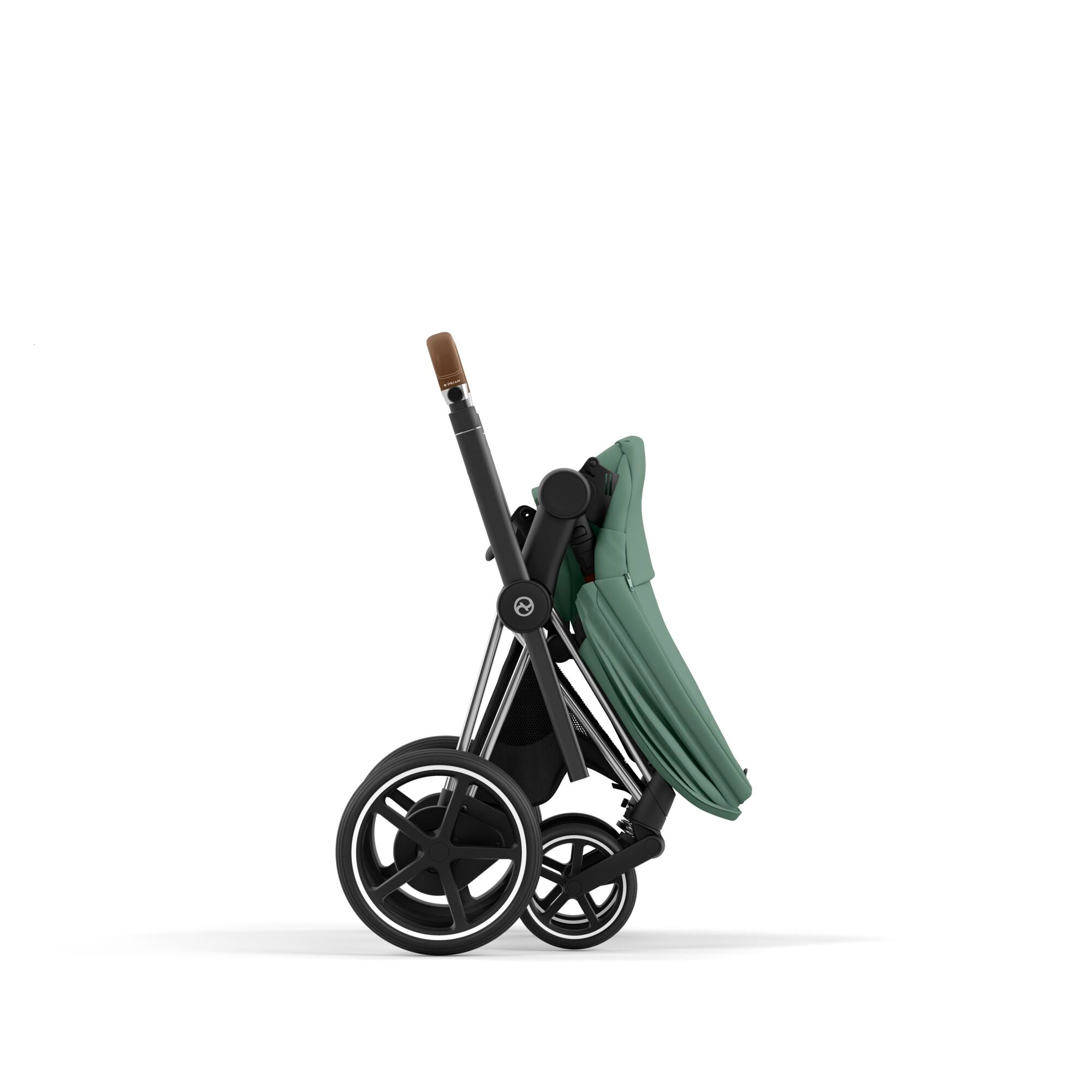e-Kinderwagen CYBEX e-Priam www.harmony-ambiente.at | CYBEX e-Priam Chrome & Brown mit Sitz Leaf Green