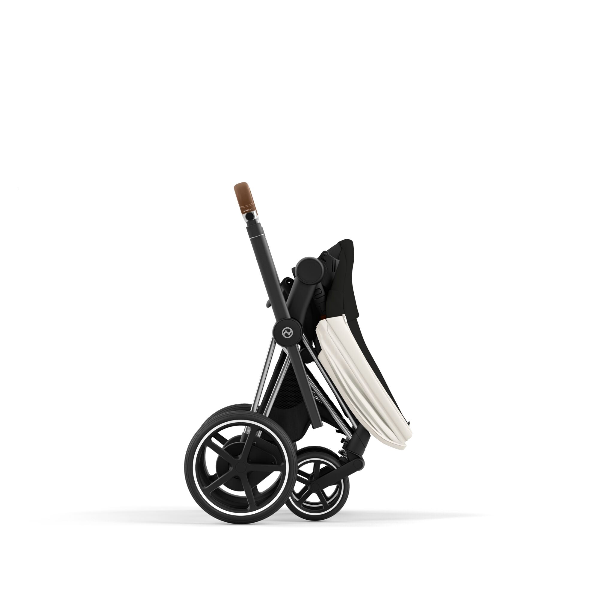 e-Kinderwagen CYBEX e-Priam www.harmony-ambiente.at | CYBEX e-Priam Chrome & Brown mit Sitz Off White