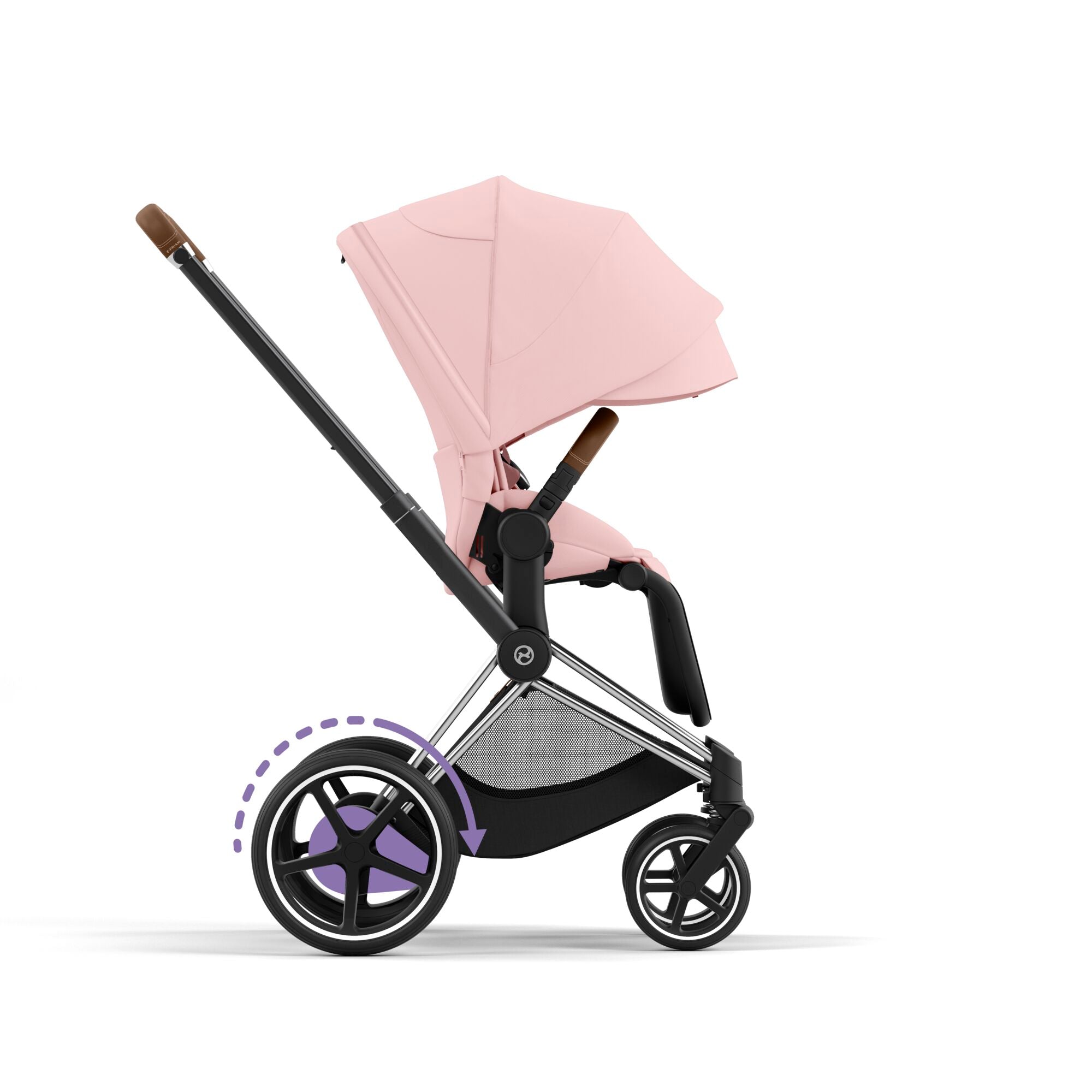 e-Kinderwagen CYBEX e-Priam www.harmony-ambiente.at | CYBEX e-Priam Chrome & Brown mit Sitz Peach Pink