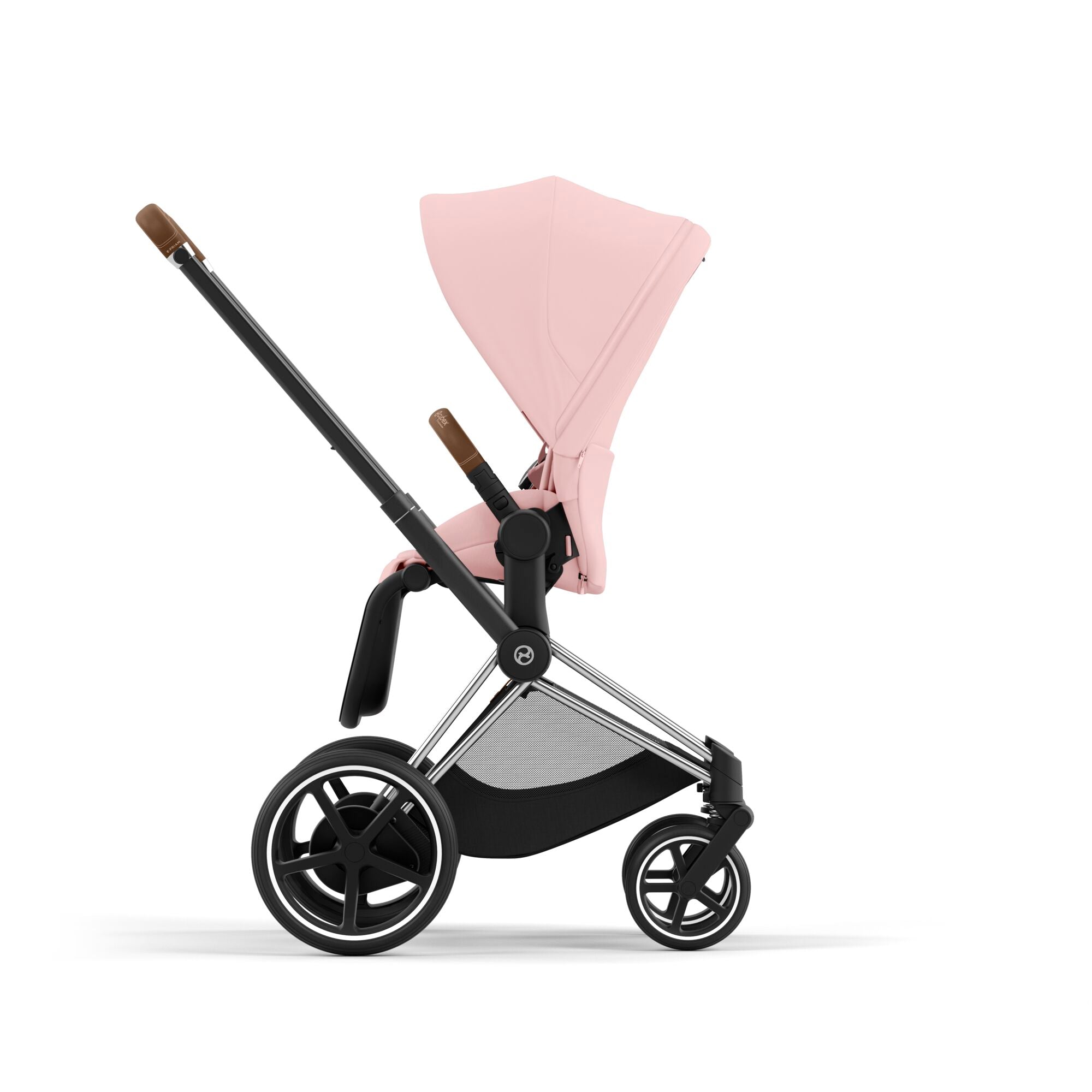 e-Kinderwagen CYBEX e-Priam www.harmony-ambiente.at | CYBEX e-Priam Chrome & Brown mit Sitz Peach Pink