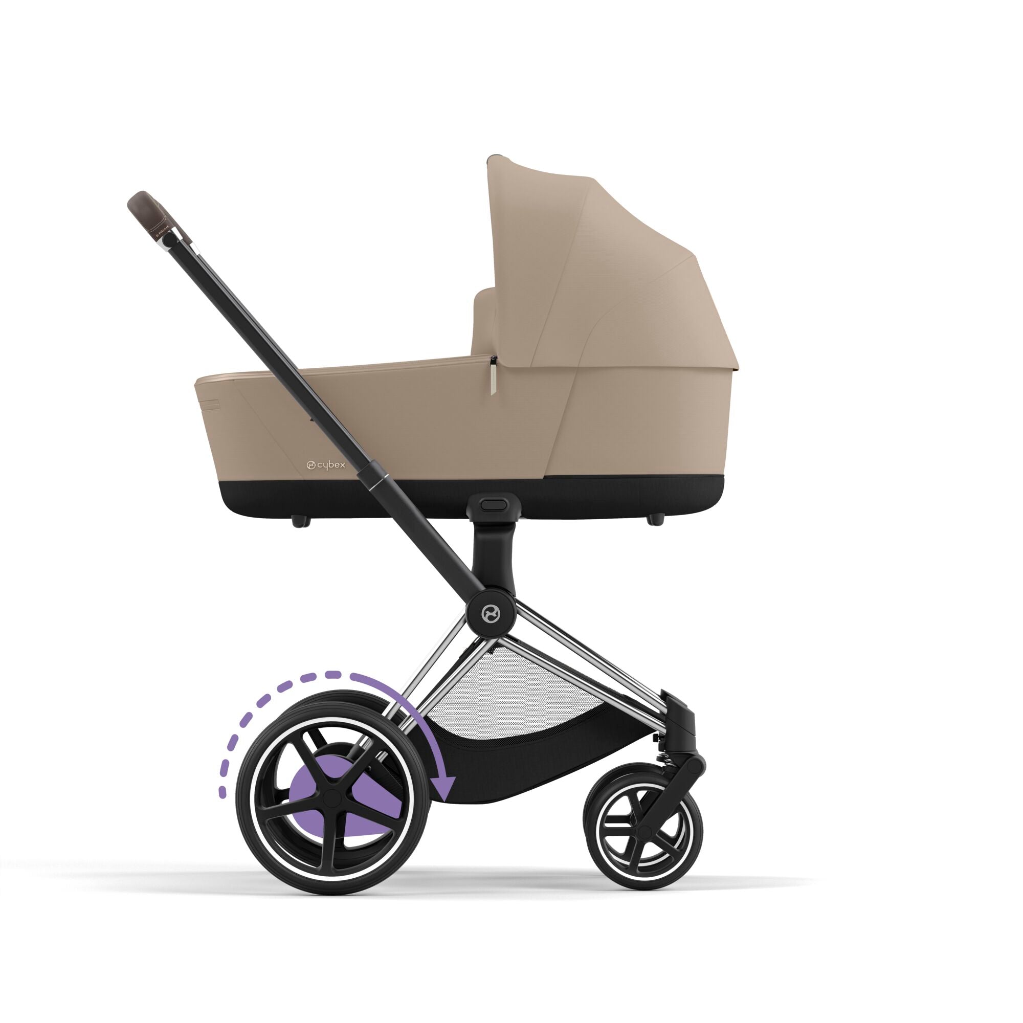 e-Kinderwagen CYBEX e-Priam www.harmony-ambiente.at | CYBEX e-Priam Chrome & Brown mit Babywanne Cozy Beige