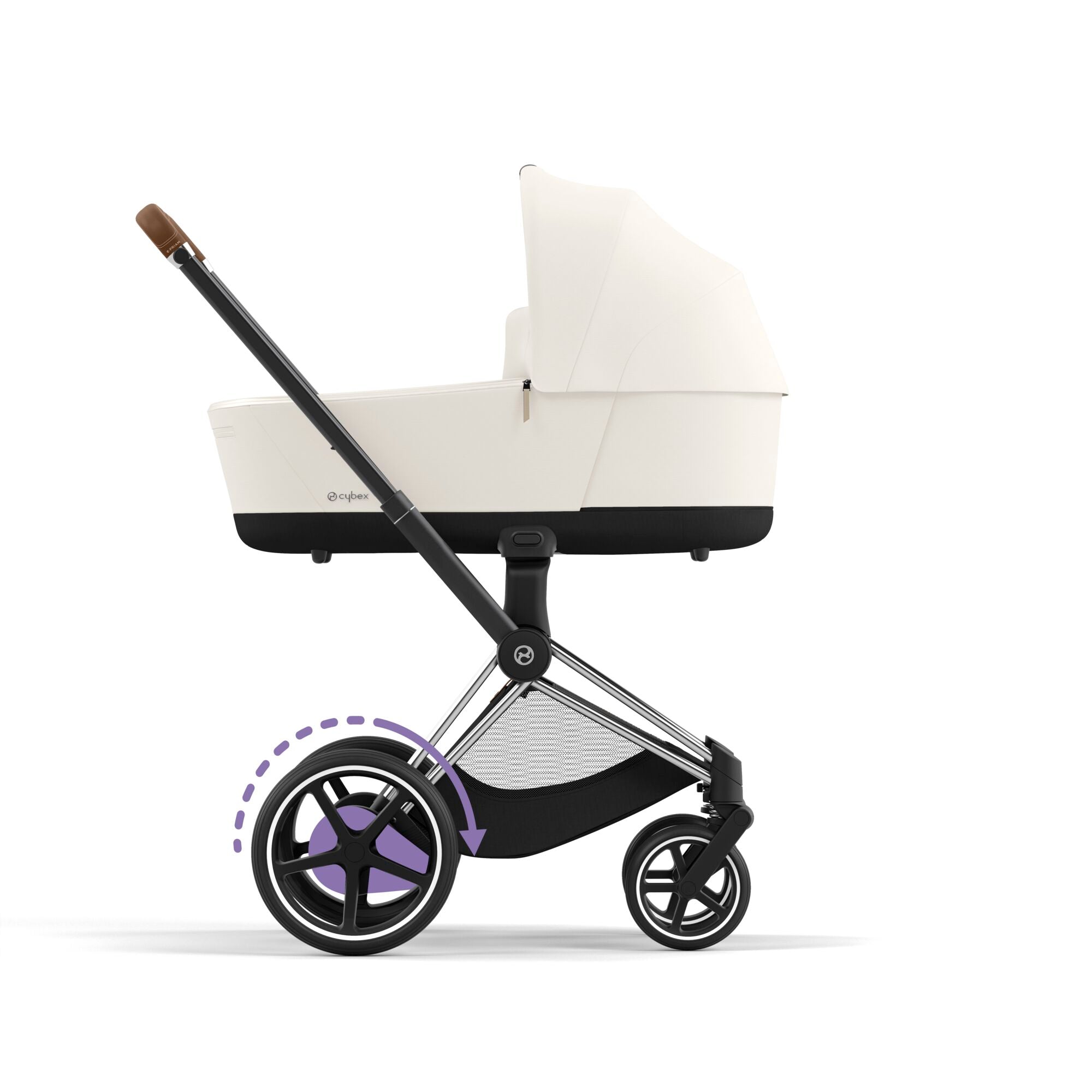 e-Kinderwagen CYBEX e-Priam www.harmony-ambiente.at | CYBEX e-Priam Chrome & Brown mit Babywanne Off White