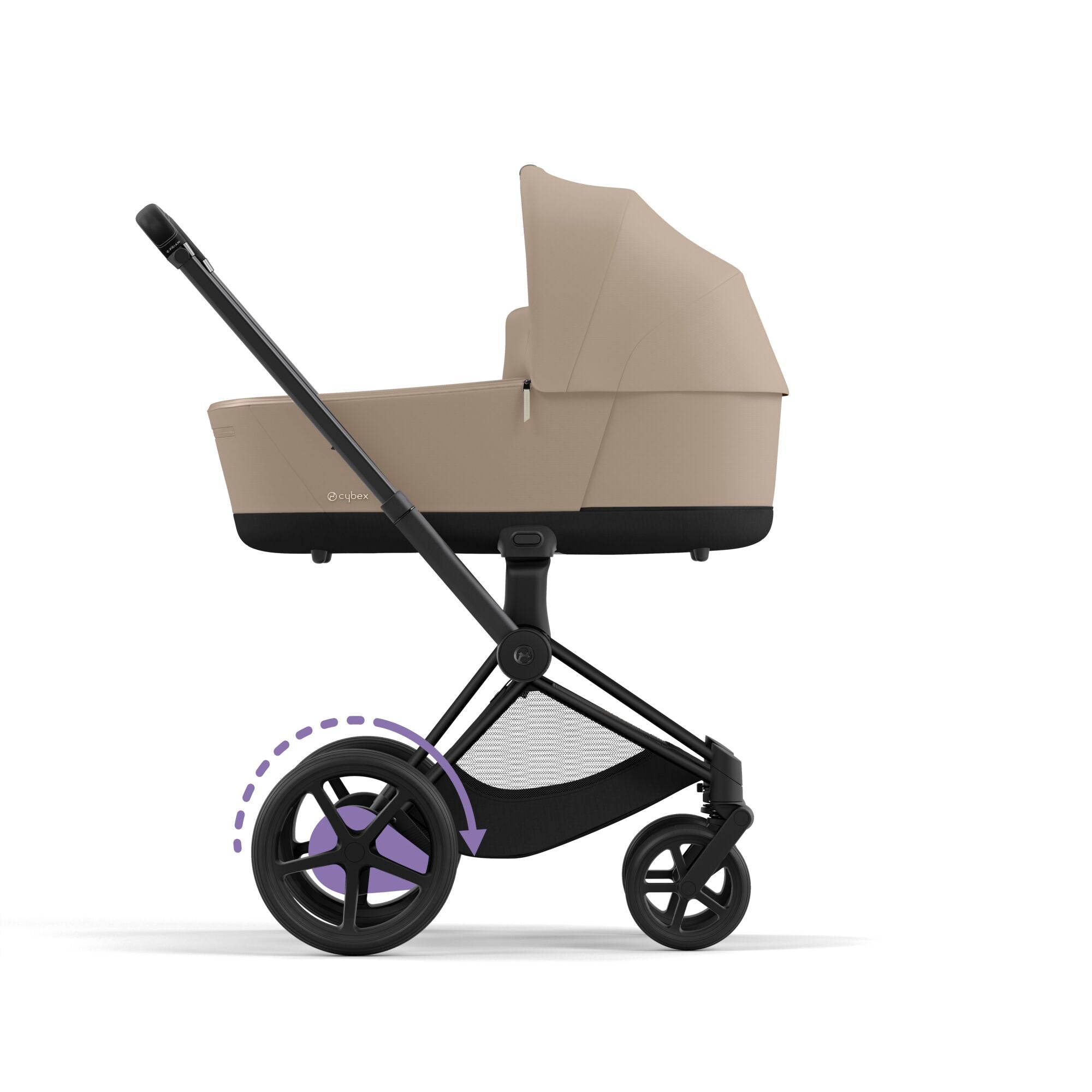 e-Kinderwagen CYBEX e-Priam www.harmony-ambiente.at | CYBEX e-Priam Matt Black mit Babywanne Cozy Beige