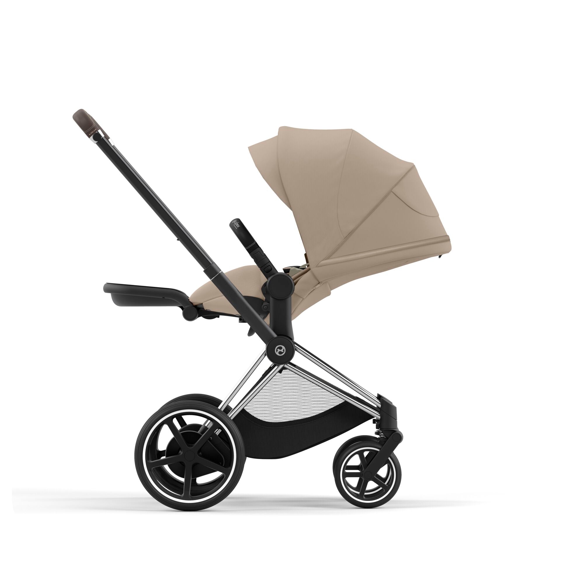 e-Kinderwagen CYBEX e-Priam www.harmony-ambiente.at | CYBEX e-Priam Chrome & Brown mit Sitz Cozy Beige