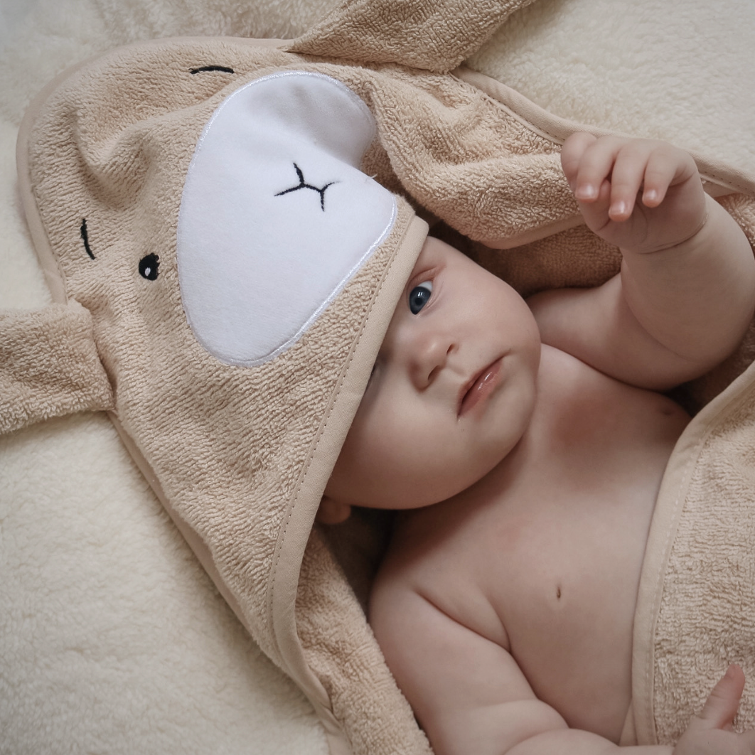 Effiki Baby Kapuzenhandtuch mit Hasenohren beige