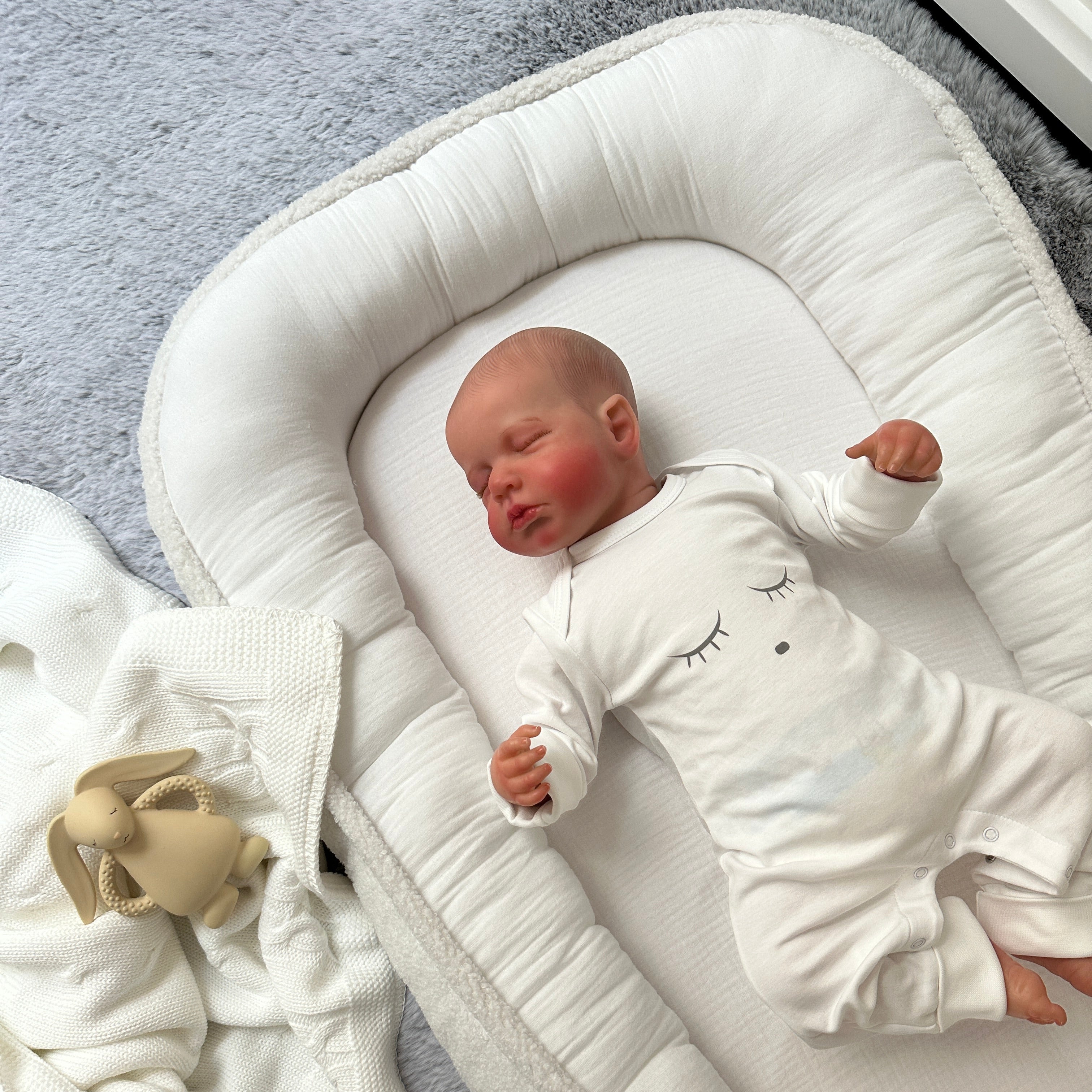 Babynest "Love You" weiß - organische Baumwolle