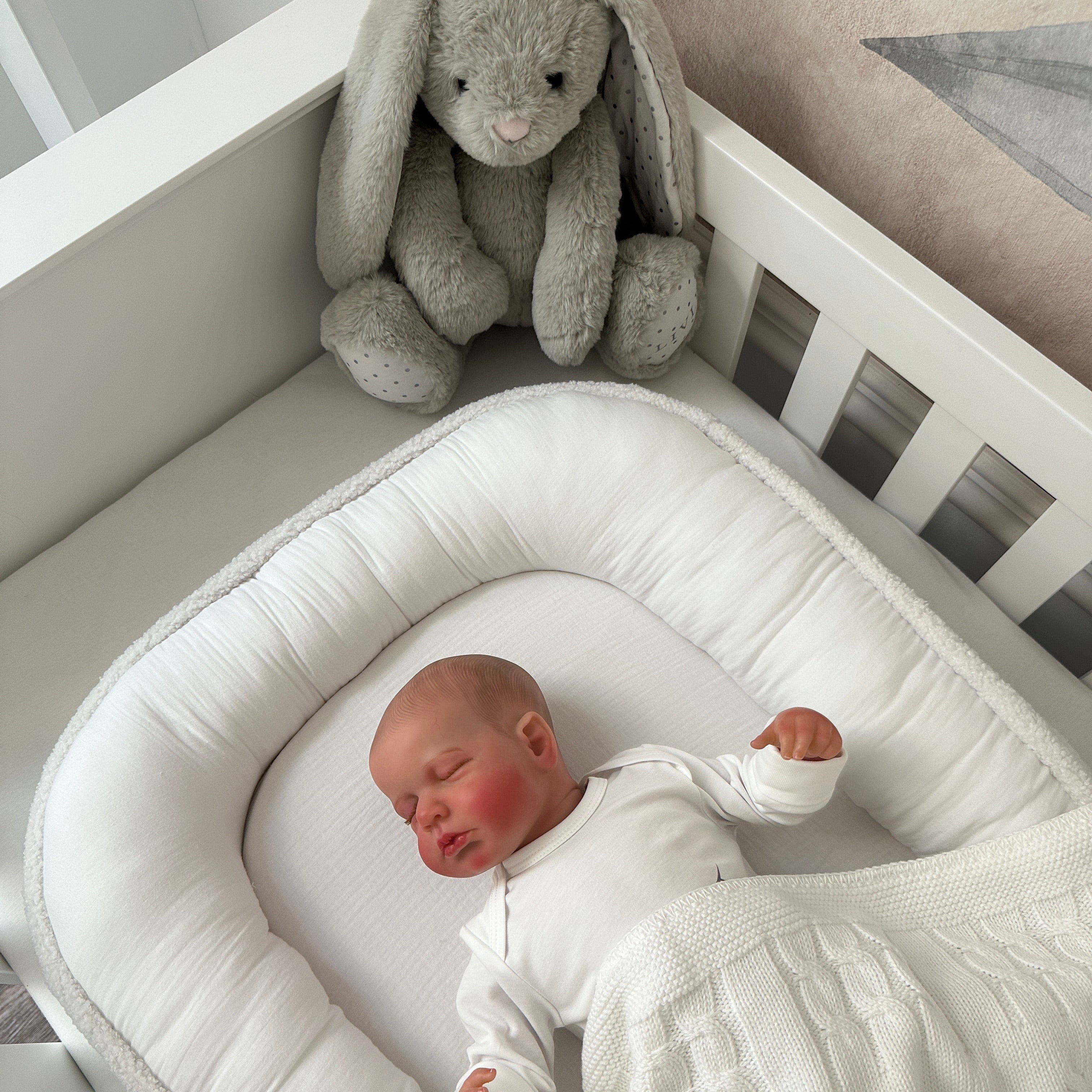 Babynest "Love You" weiß - organische Baumwolle