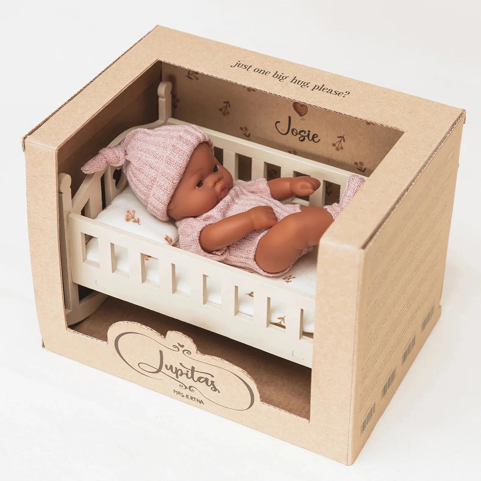 Mrs. Ertha Puppe Josie 20 cm mit Holzwiege