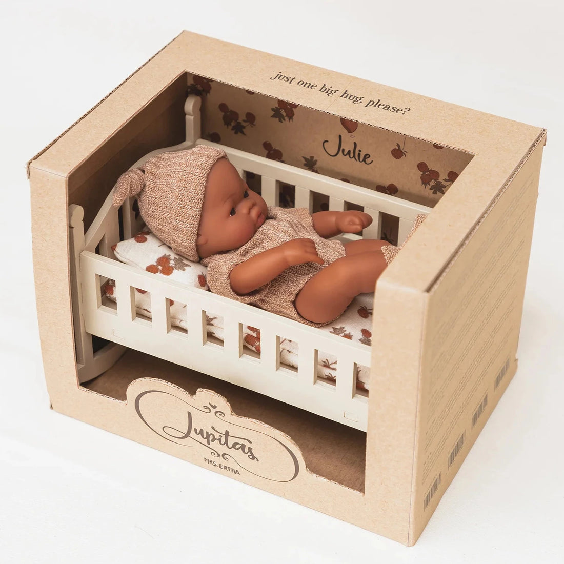 Mrs. Ertha Puppe Julie 20 cm mit Holzwiege 