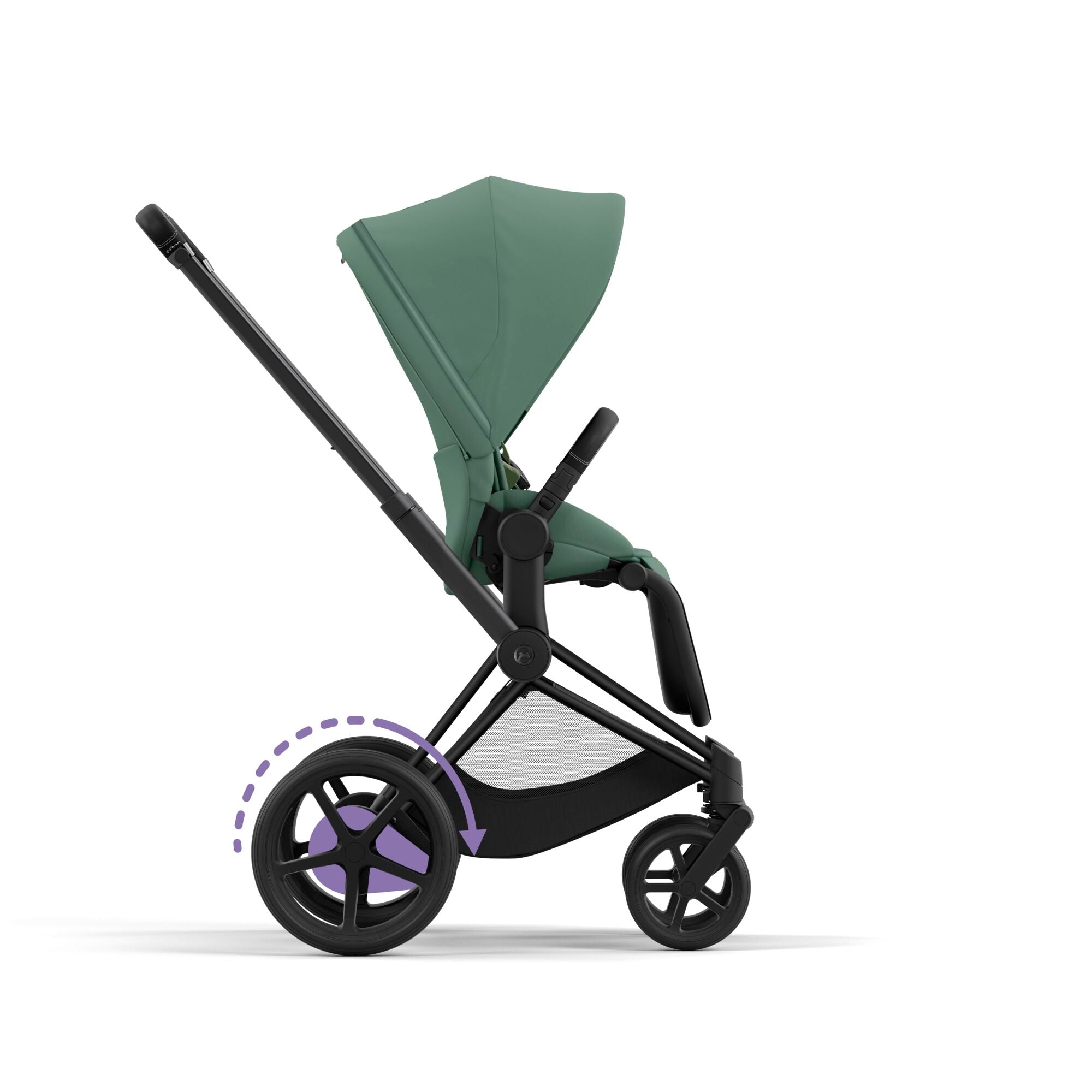 e-Kinderwagen CYBEX e-Priam www.harmony-ambiente.at | CYBEX e-Priam Matt Black mit Sitz Leaf Green