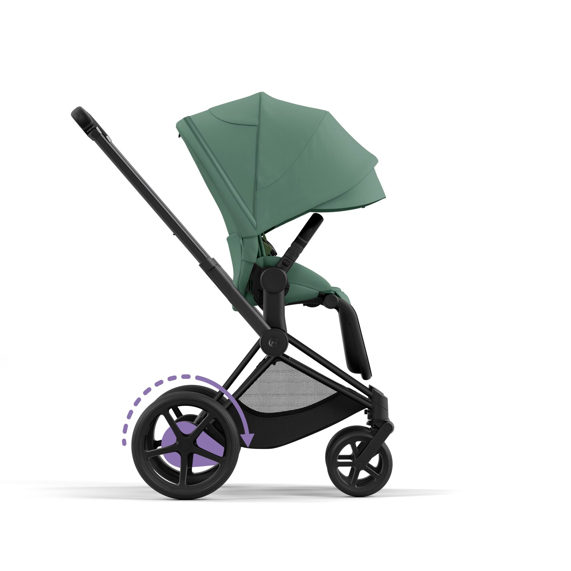 e-Kinderwagen CYBEX e-Priam www.harmony-ambiente.at | CYBEX e-Priam Matt Black mit Sitz Leaf Green