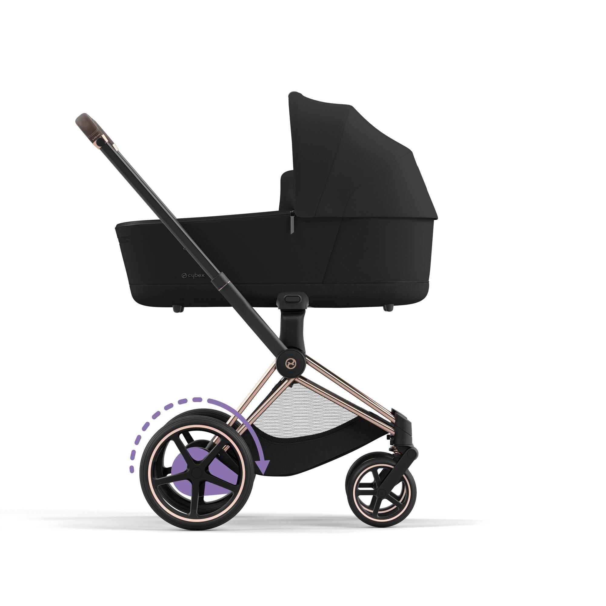 e-Kinderwagen von CYBEX bei harmony-ambiente.at | e-Priam Rosé Gold Babywanne Sepia Black