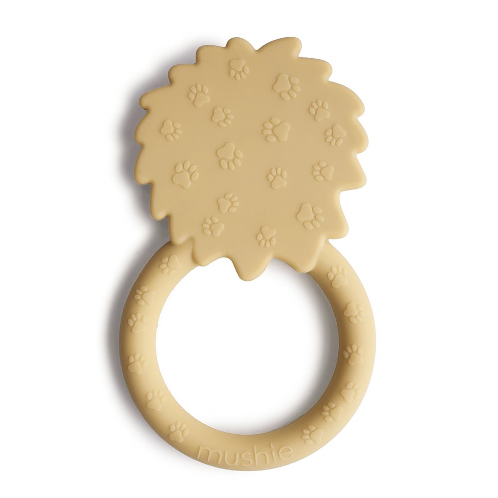 Beißring / Greifling aus Silikon Löwe soft yellow