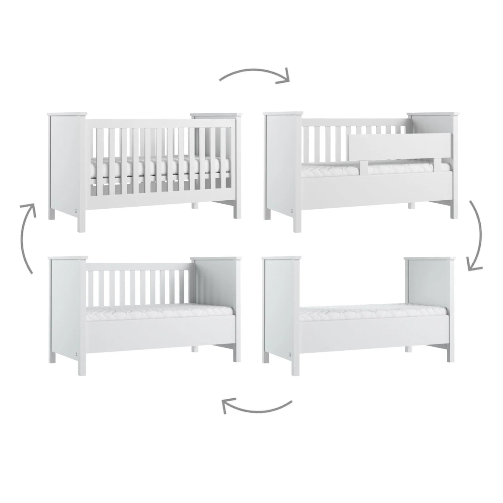 4 in 1 Babybett PRESTIGE 70x140 weiß inkl. Umbauset