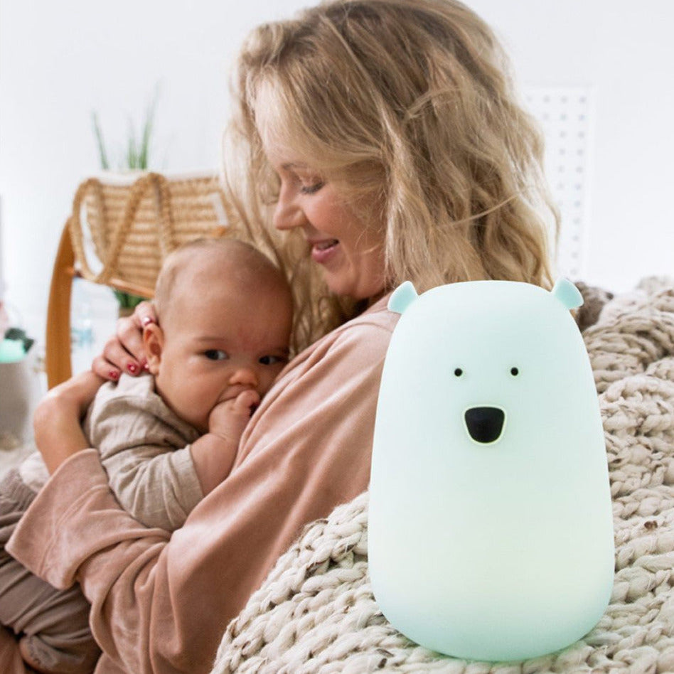 Nachtlicht aus Silikon Bär blau mit Fernbedienung - Rabbit & Friends Nachtlampe