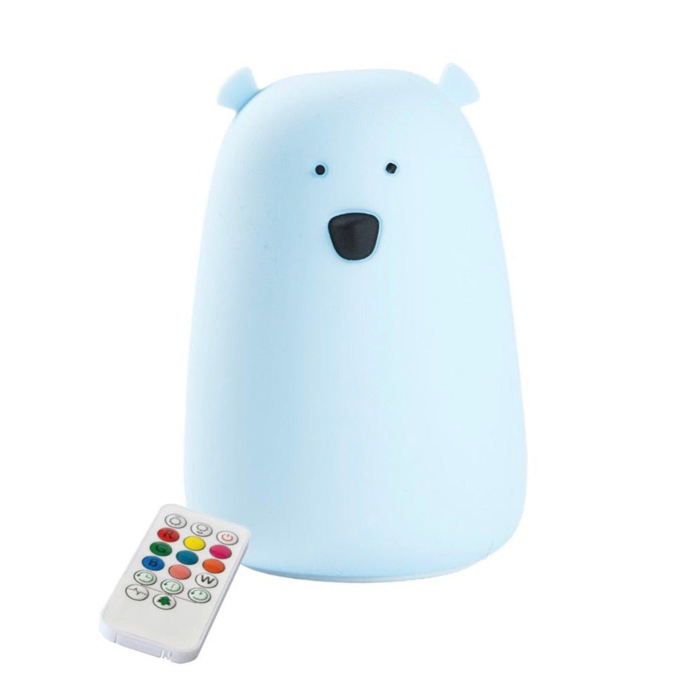 Nachtlicht aus Silikon Bär blau mit Fernbedienung - Nachtlampe fürs Kinderzimmer