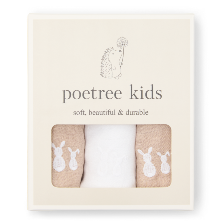 Mulltücher Set Camel & Weiß