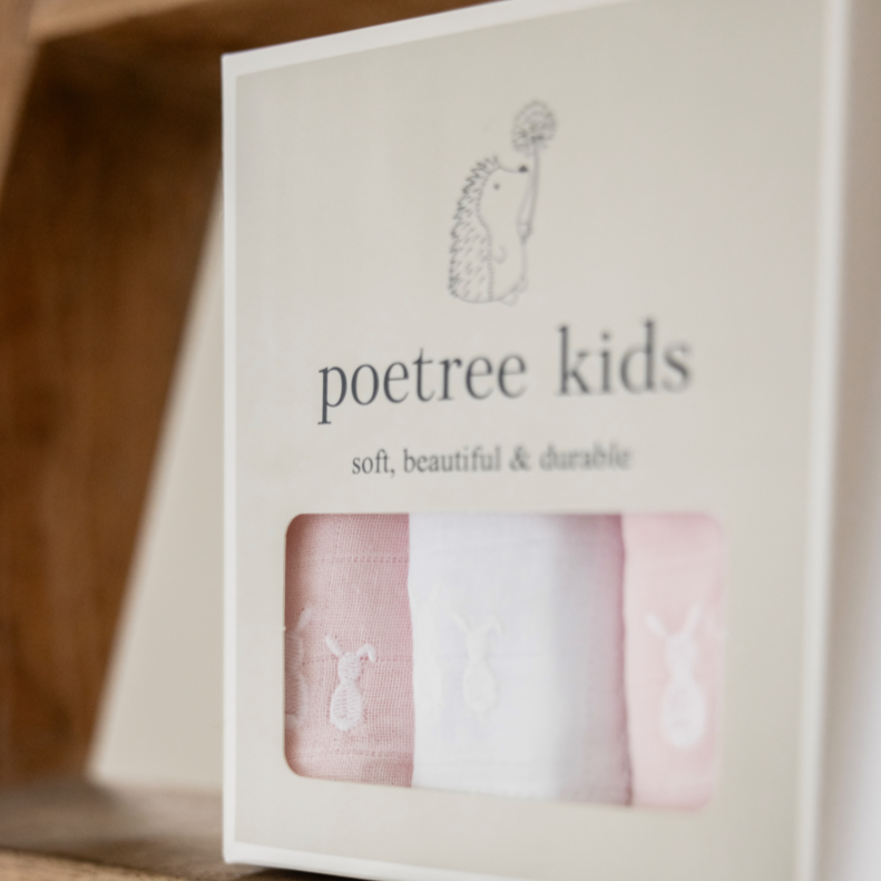 Mulltücher Set Rosa & Weiß