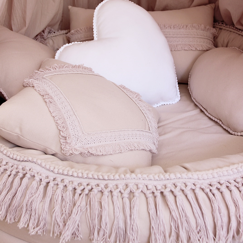 Juniornest BOHO mit Fransen puderrosa