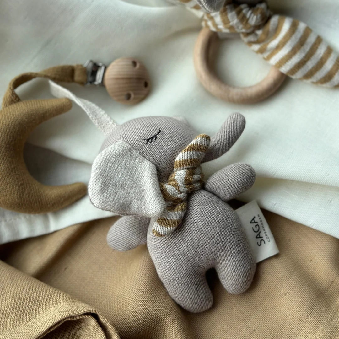 Kinderwagen Anhänger "Elefant" mustard