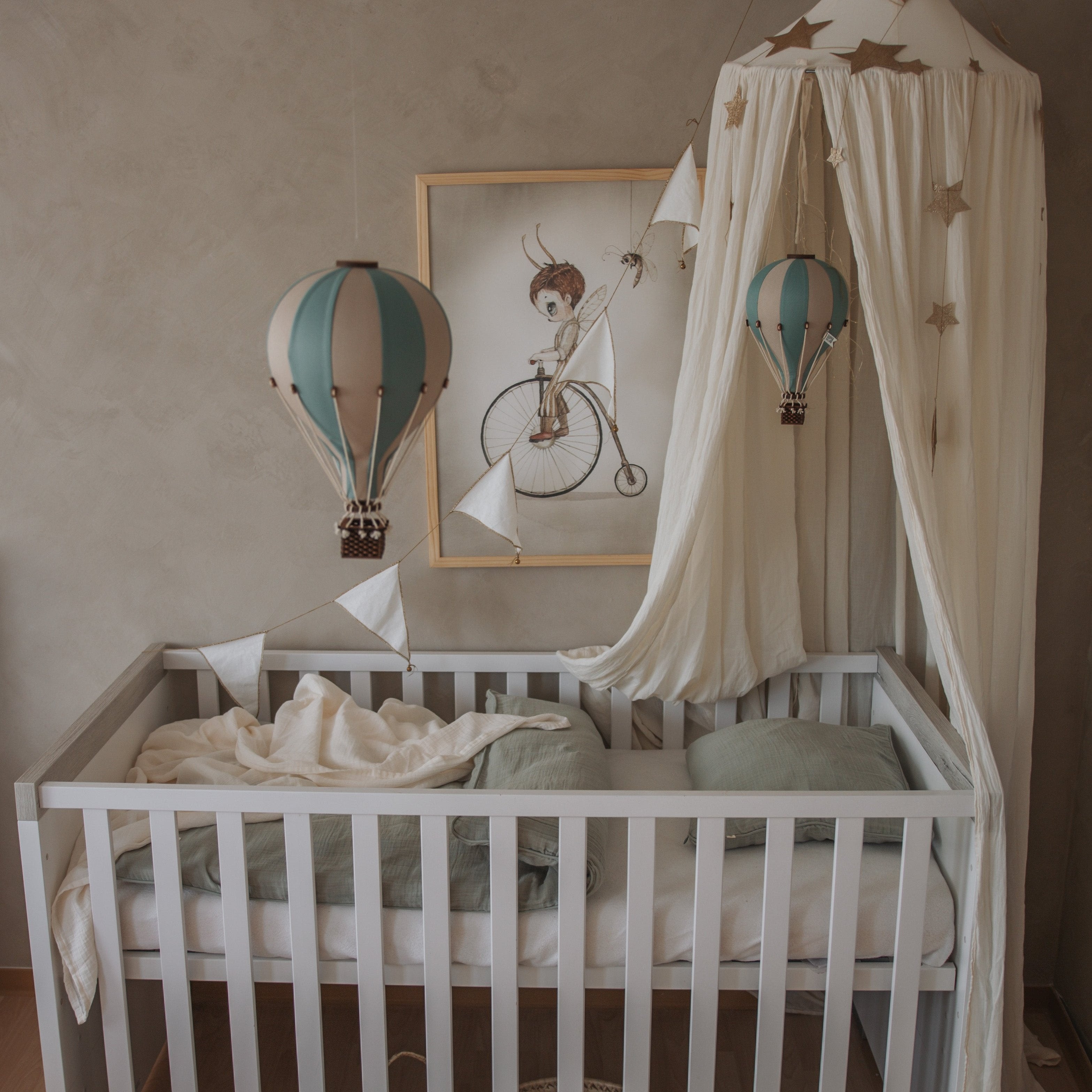 Heißluftballon dunkelbeige / dunkelgrün