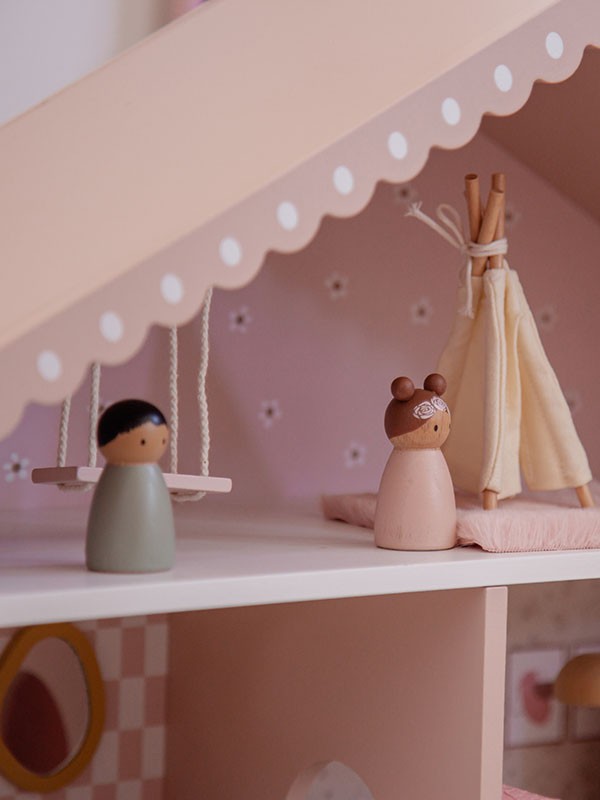 Puppenhaus aus Holz - rosa