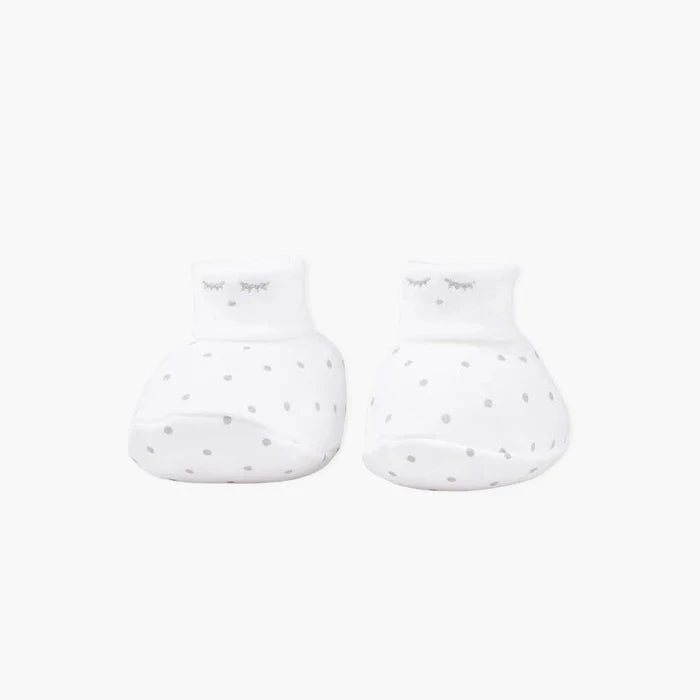 Livly Baby Füßlinge weiß mit grauen Pünktchen