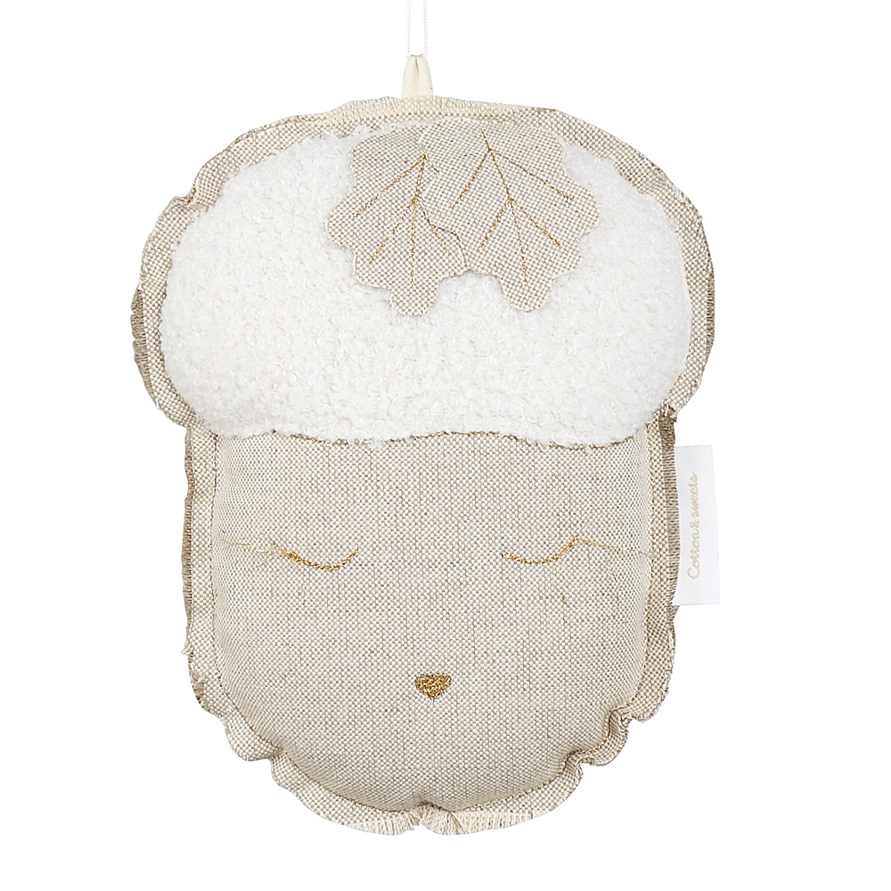 Mobile Eichelnuss aus Leinen natur