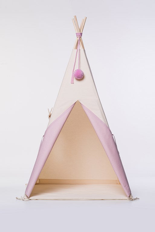 Tipi Zelt rosa - silber Sterne
