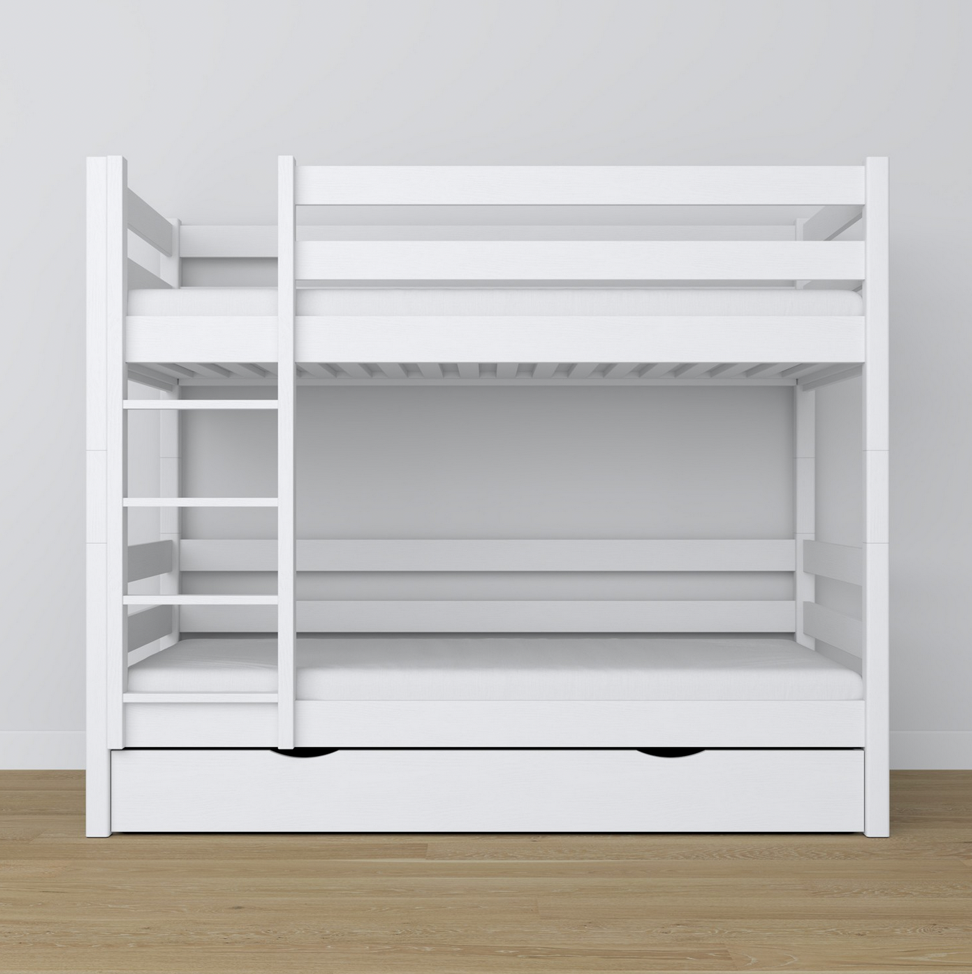 Stockbett Woody 1 90x200 mit Schublade weiß