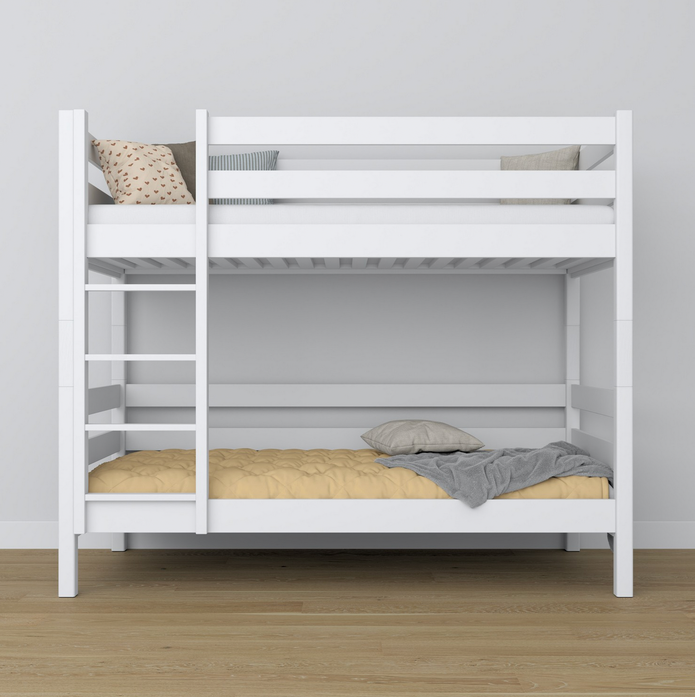 Stockbett Holz weiß mit leiter links