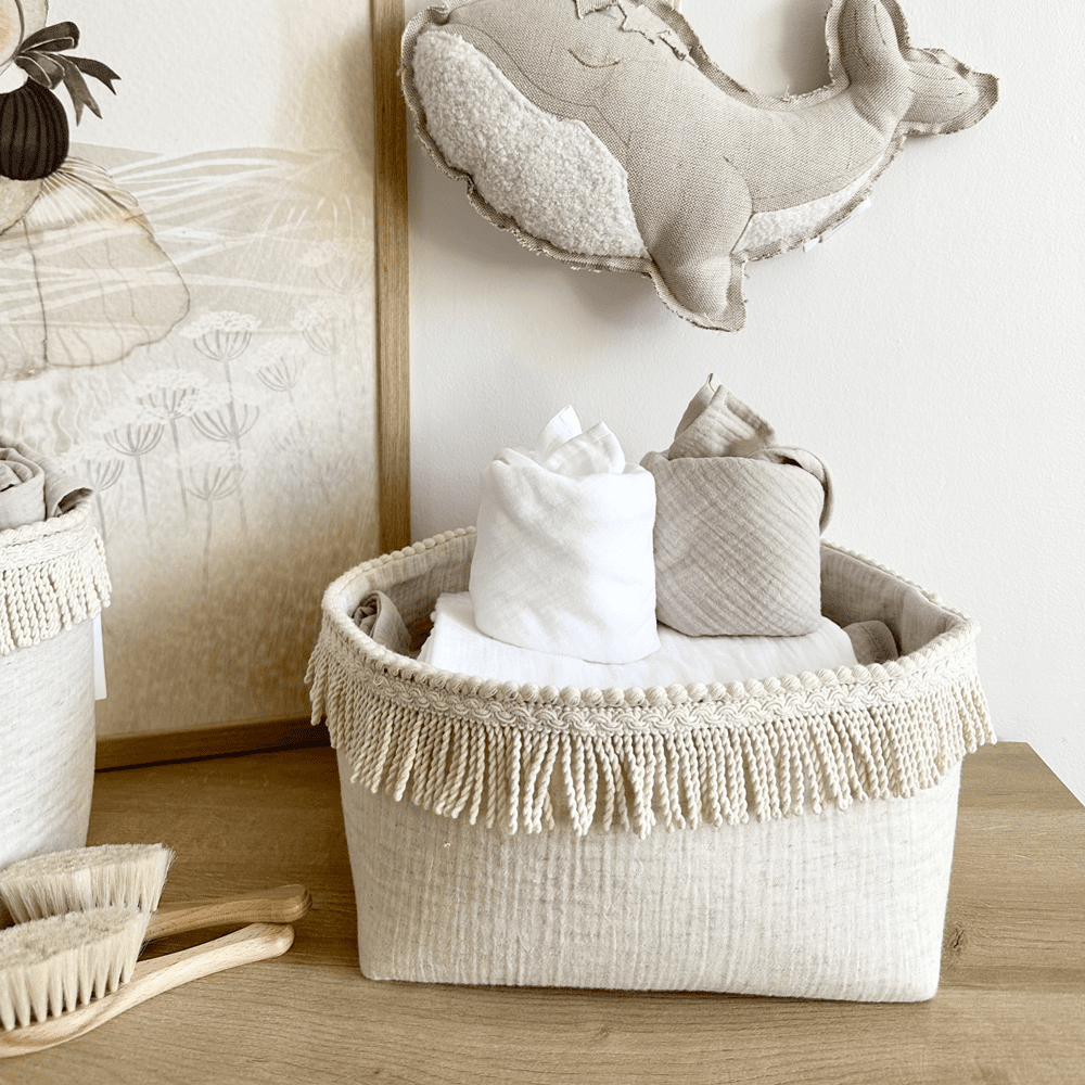 Stoffkorb Twist natural mit Fransen im Boho Stil Cotton & Sweets