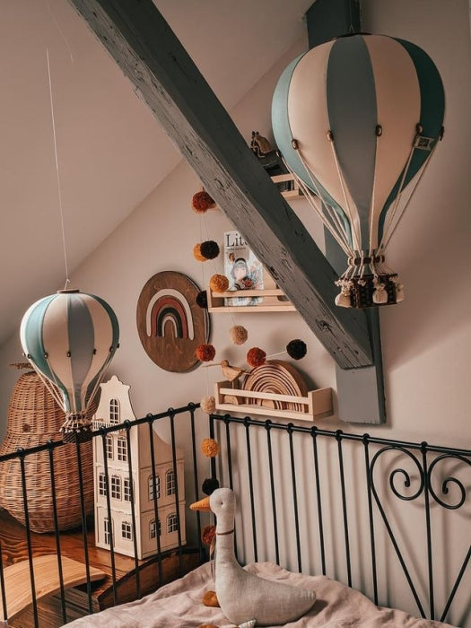 Heißluftballon dunkelgrün / blaugrau / vanille