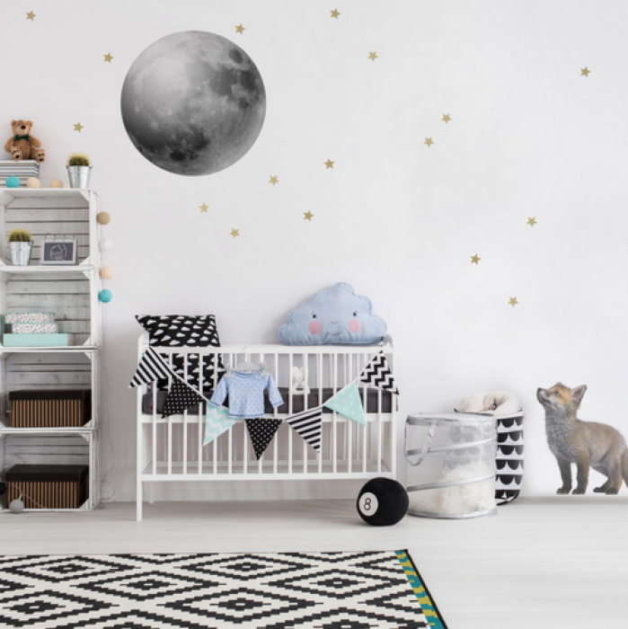 Wandtattoo Fuchs & Mond | Wandtattoo Kinderzimmer | Wandsticker für Kinderzimmer | Wandaufkleber Kinderzimmer Fuchs Mond