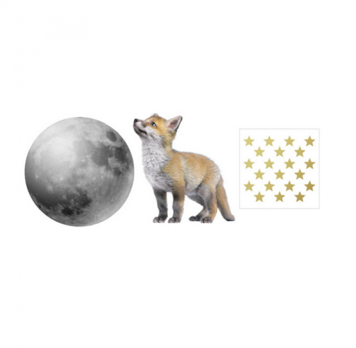 Wandtattoo Fuchs & Mond | Wandtattoo Kinderzimmer | Wandsticker für Kinderzimmer | Wandaufkleber Kinderzimmer Fuchs Mond