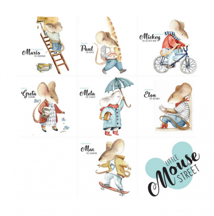 Wandsticker Set LITTLE MOUSE STREET