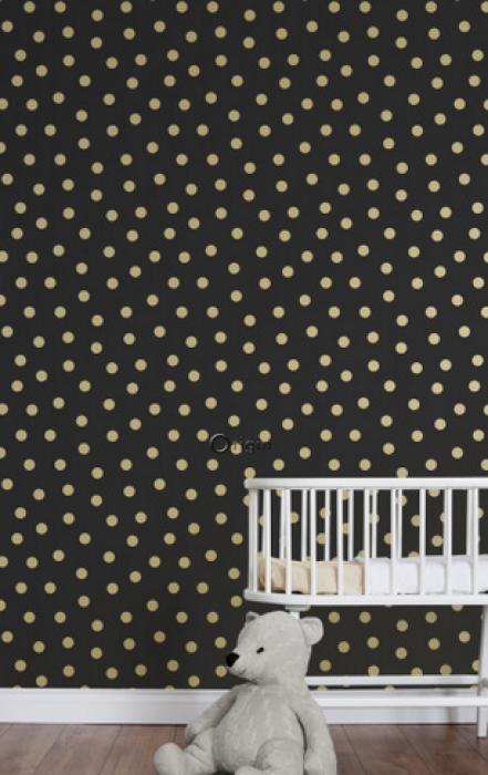 Vliestapete Dots schwarz - gold