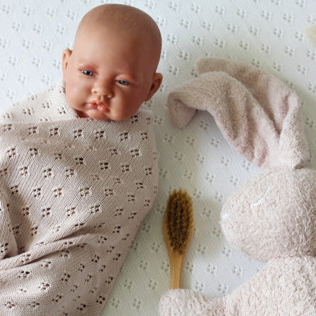 Gestrickte Bambusdecke rosa gestrickt Cotton& sweets Babyshower Geschenk - harmony ambiente